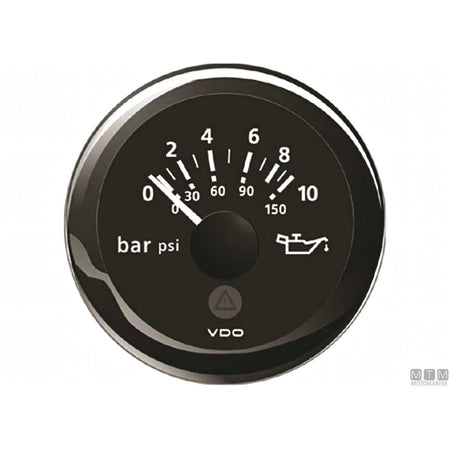 VDO Black View Line indicatore strumentazione nautica quadrante nero — Pressione olio 10 bar