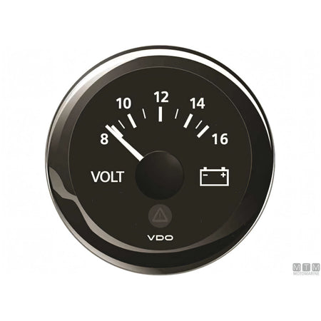 VDO Black View Line indicatore strumentazione nautica quadrante nero — Voltmetro 8-16V