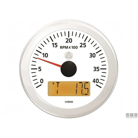 Strumento VDO White View Line quadrante bianco — Contagiri/ore 4000 giri