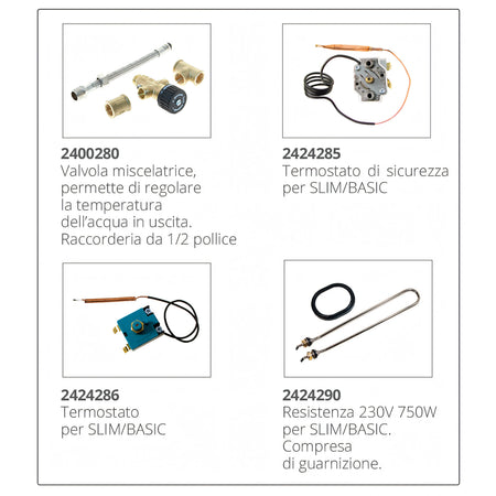 Boiler inox Isotemp Square 16 litri Indel Webasto dettaglio attacchi