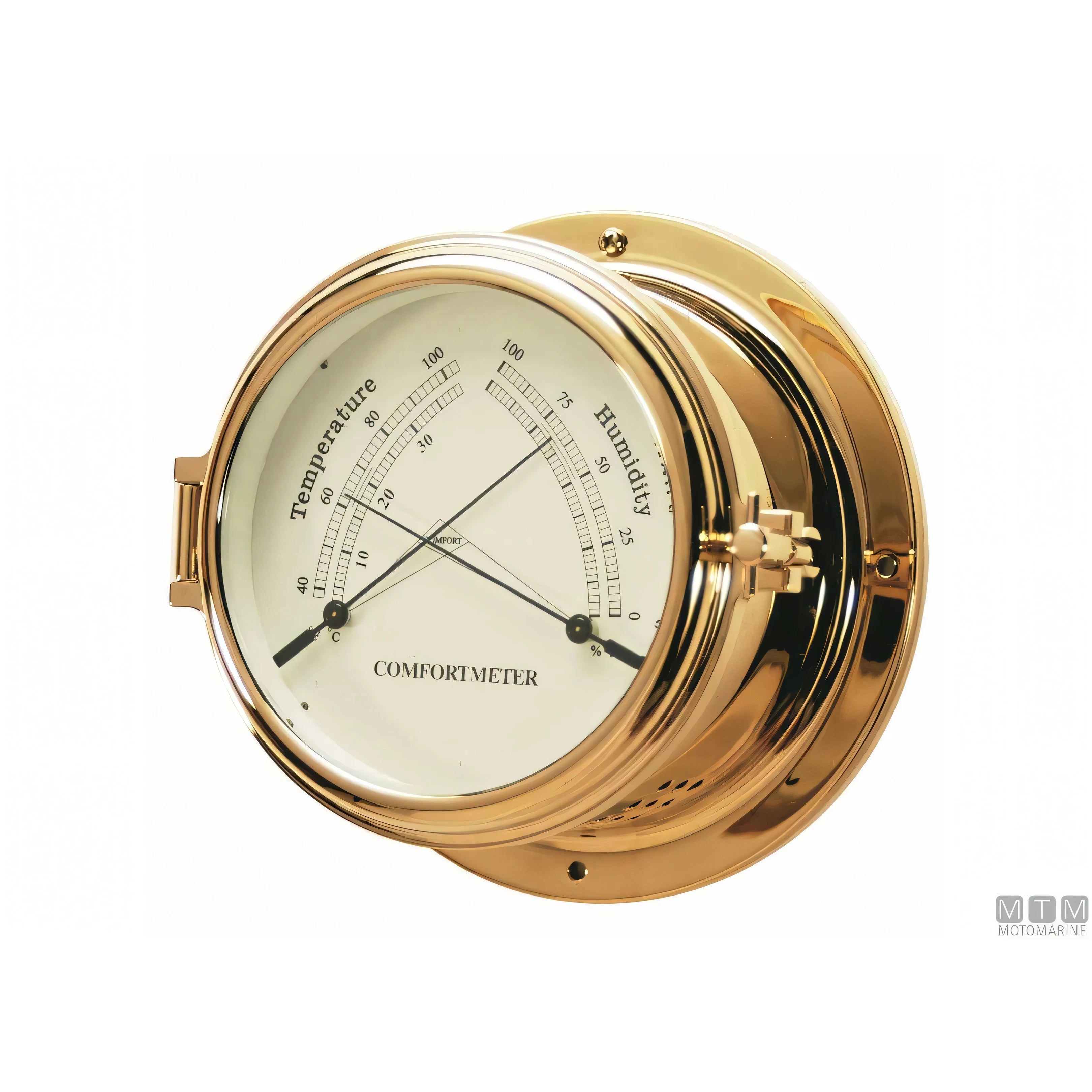 Motomarine strumento meteo classe 150 cassa in ottone lucidato — Termoigrometro