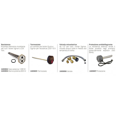 Boiler Quick Sigmar Termoinox, disegno tecnico