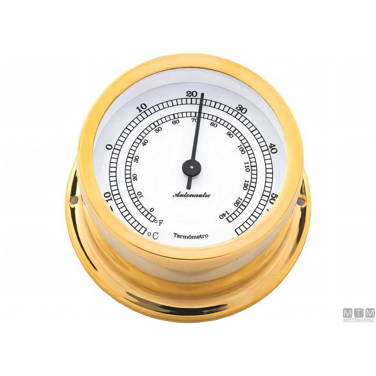 Autonautic strumento meteo nautico ottone lucido — Barometro Minor 72mm