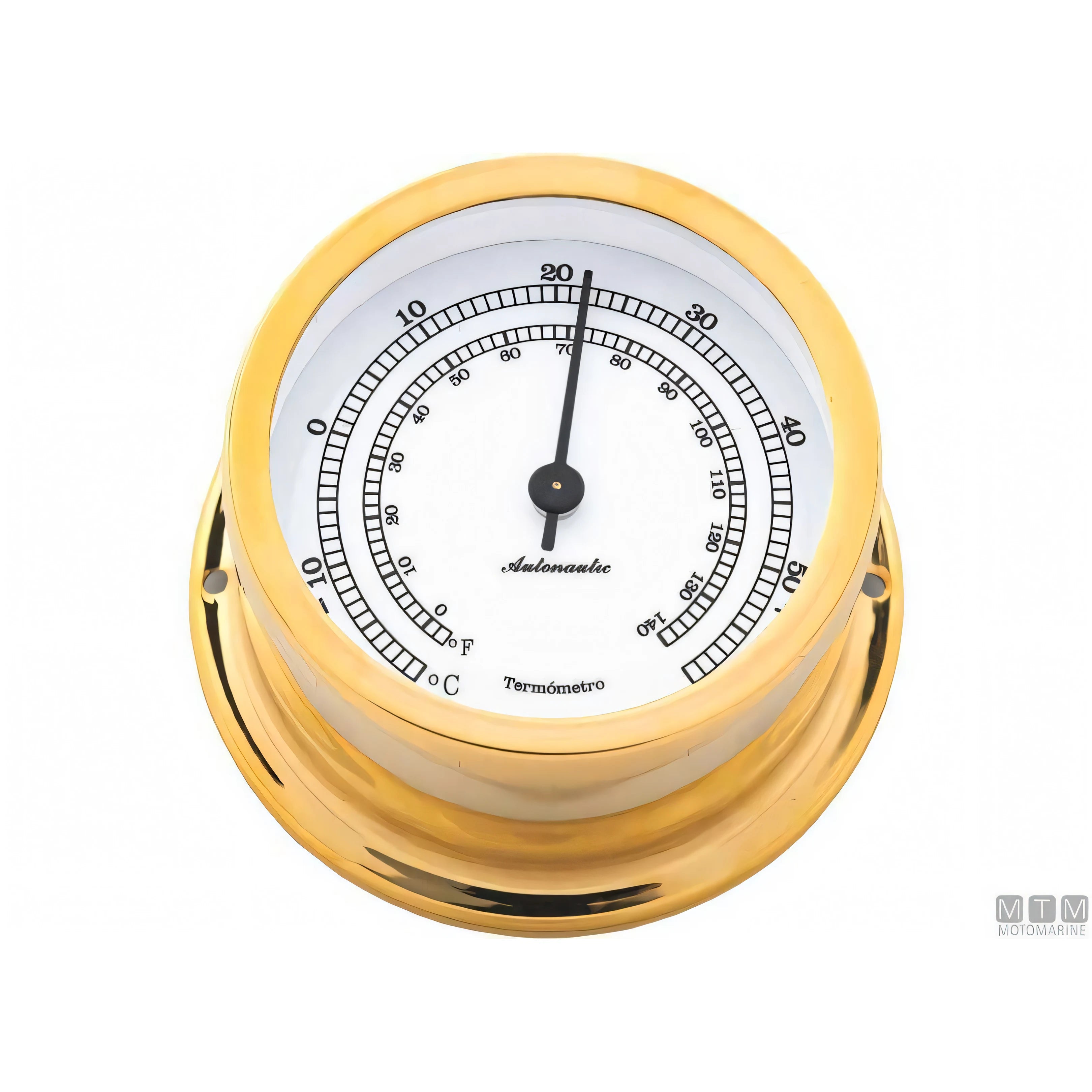 Autonautic strumento meteo nautico ottone lucido — Barometro Minor 72mm