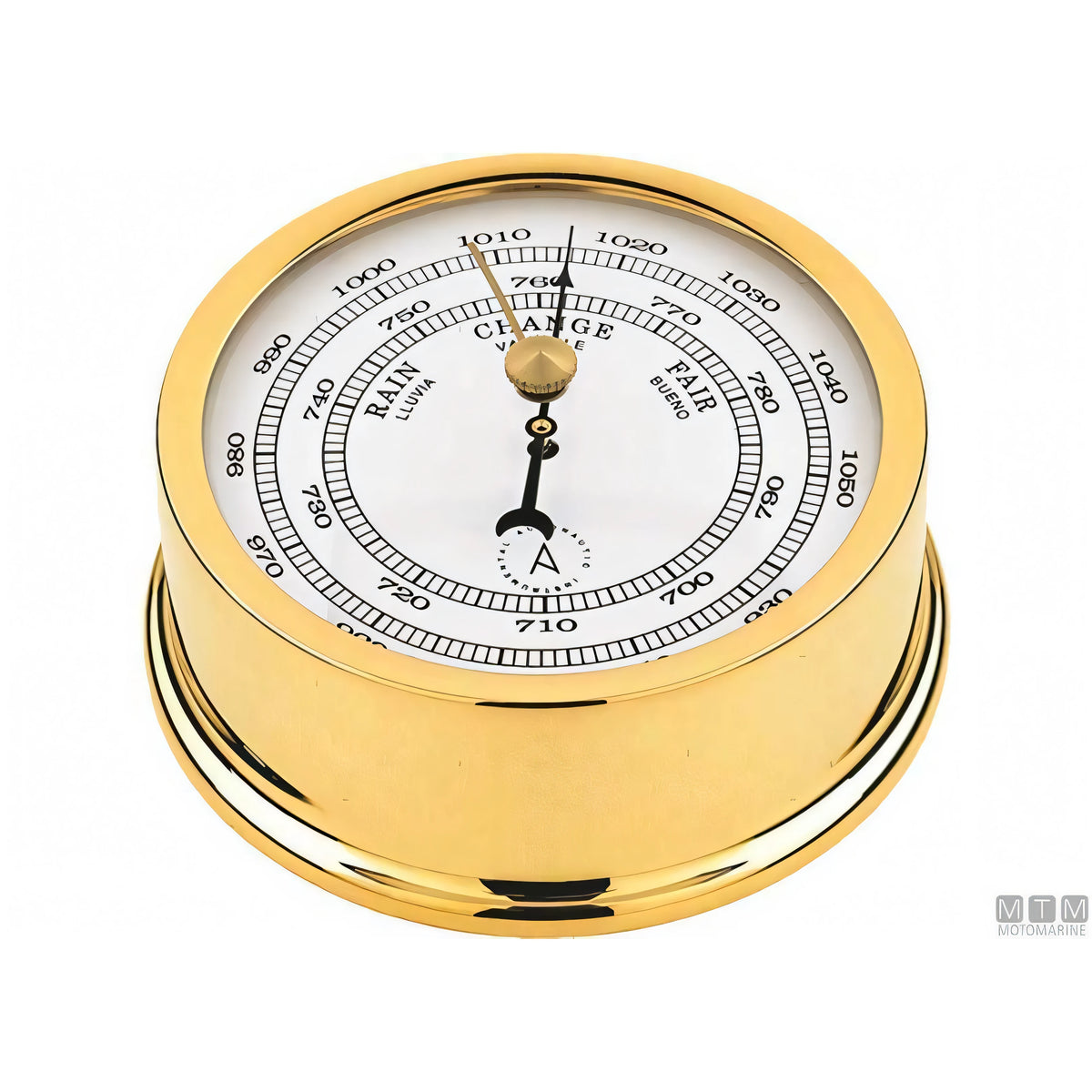 Autonautic strumento meteo nautico ottone lucido — Barometro Minor 72mm