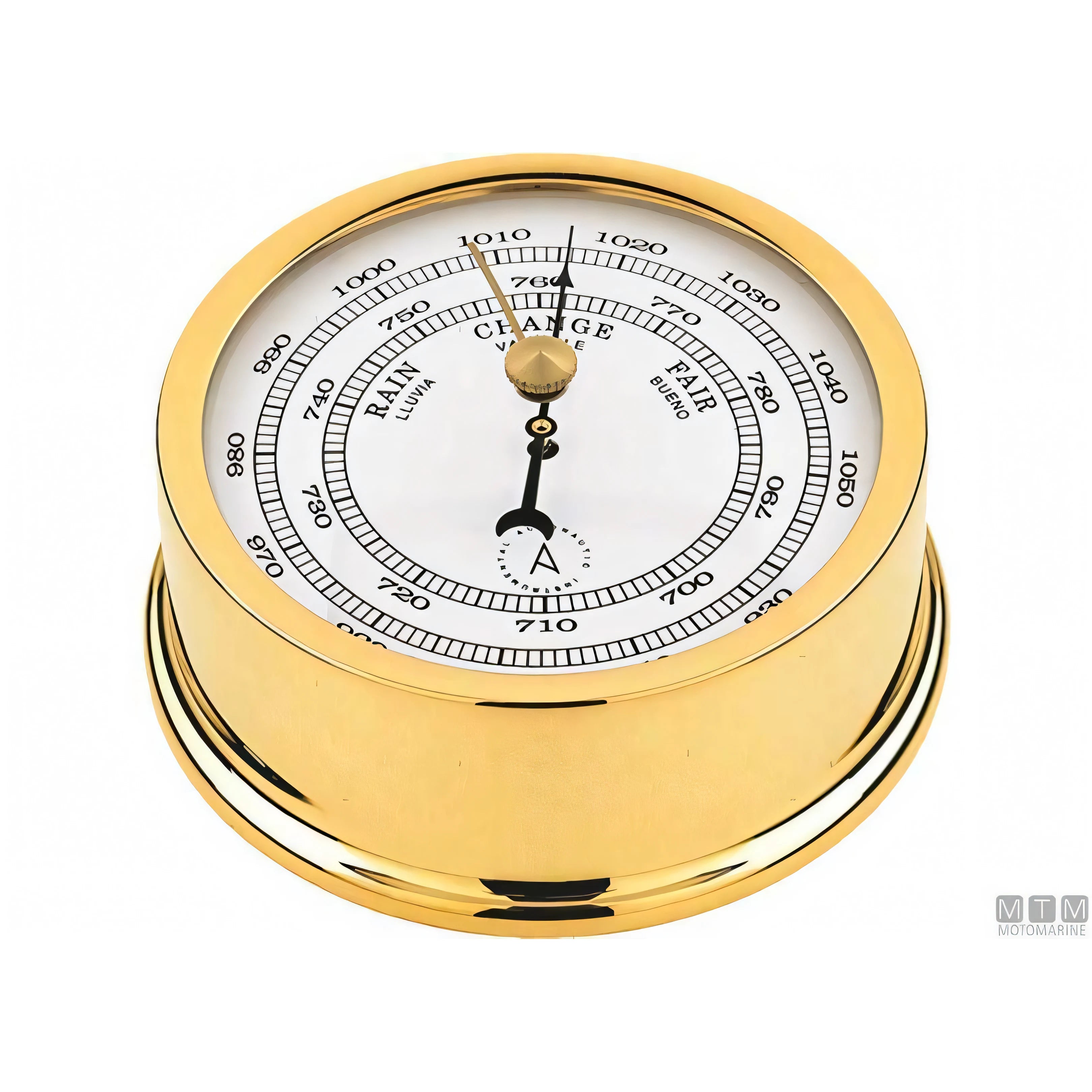 Autonautic strumento meteo nautico ottone lucido — Barometro Minor 72mm