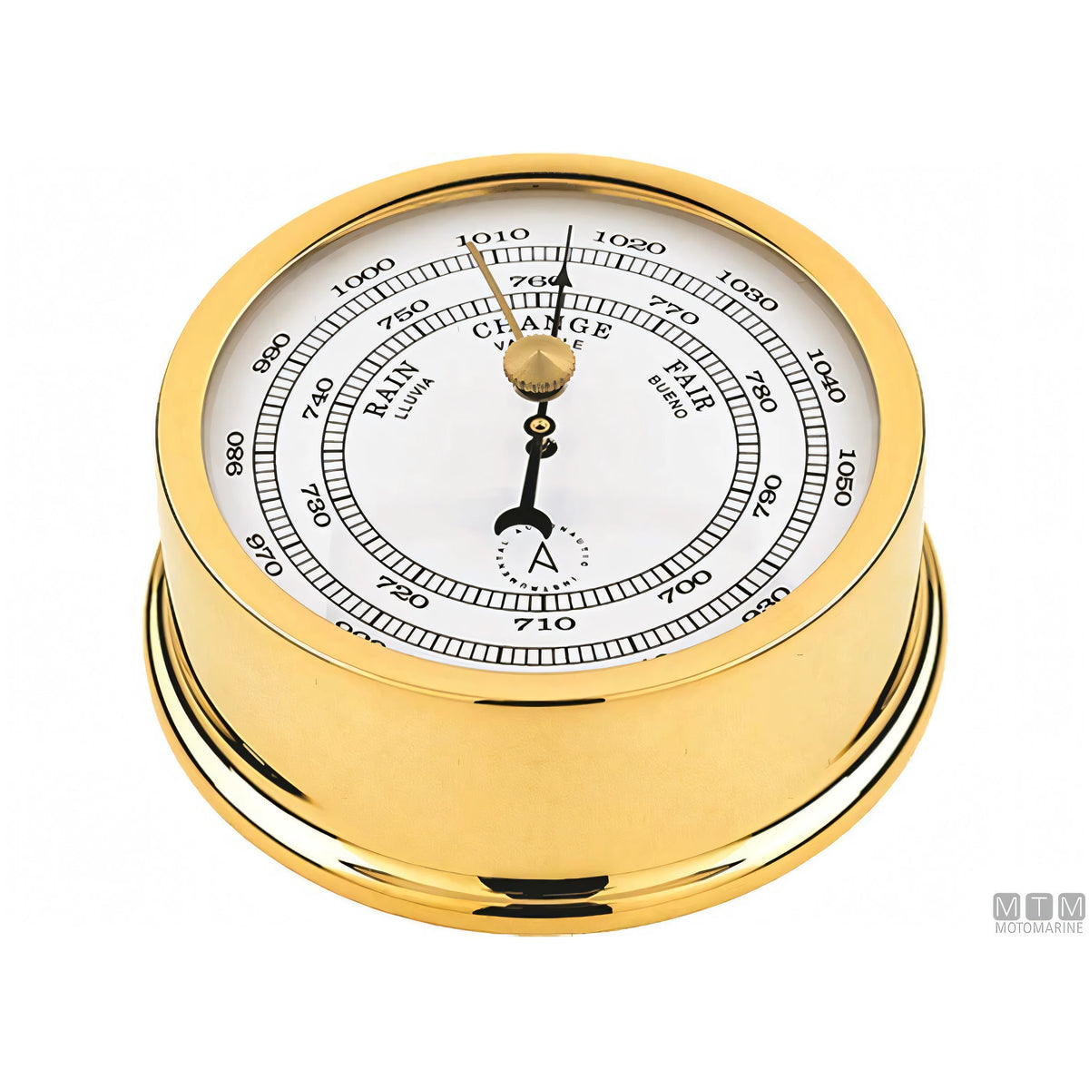 Autonautic strumento meteo nautico ottone lucido — Barometro Atlantic 95mm