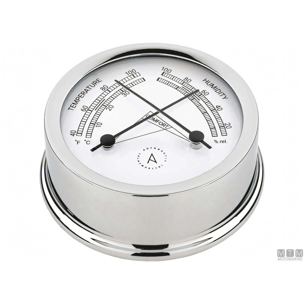Strumento nautico Autonautic Classic Chrome in ottone cromato — Termo-Igrometro 95 mm