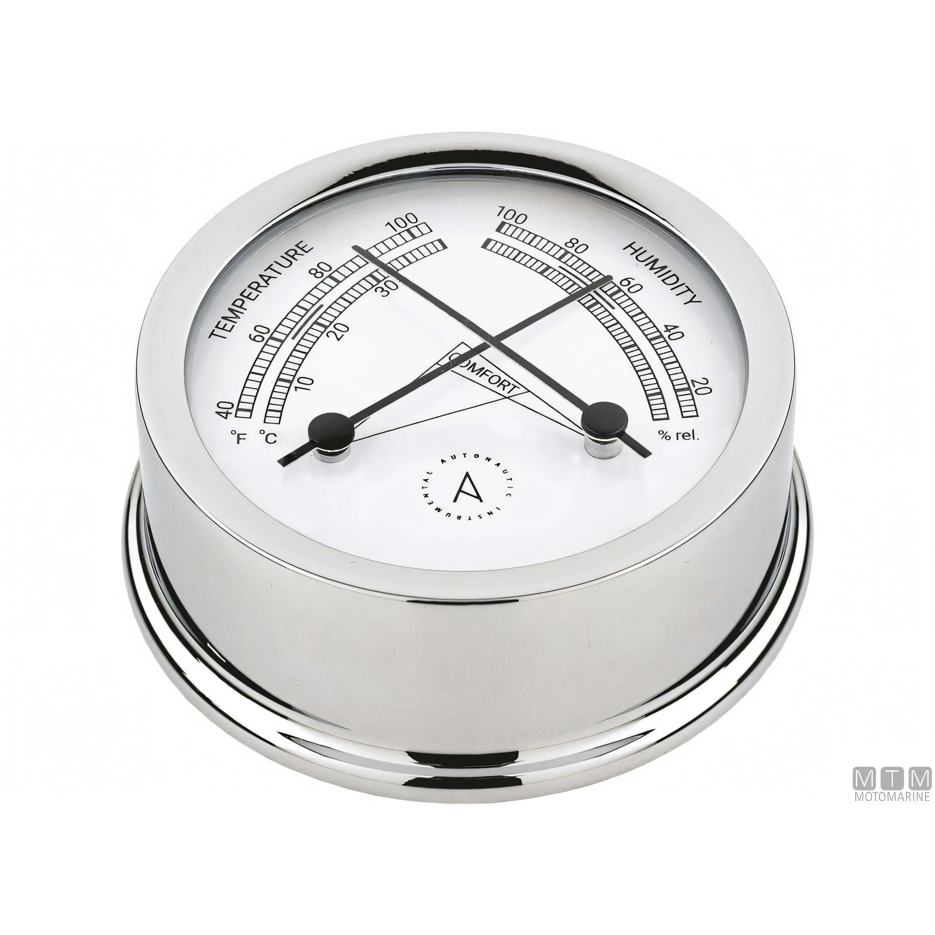 Strumento nautico Autonautic Classic Chrome in ottone cromato — Termo-Igrometro 95 mm