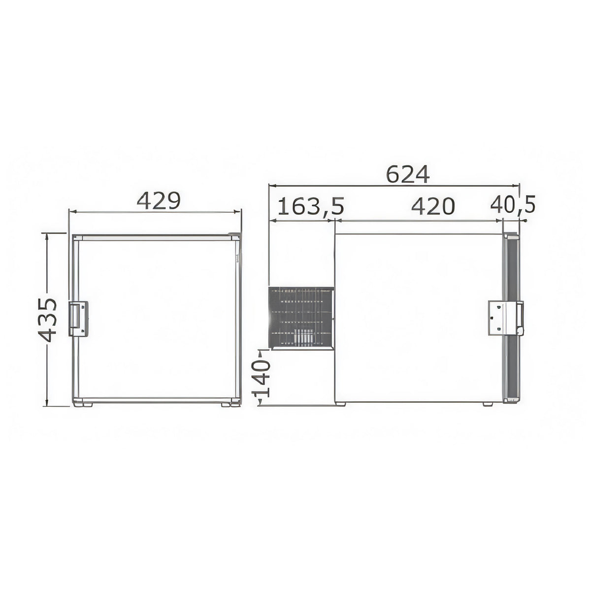 Frigorifero congelatore CR40 Cubic Indel Webasto vista interna