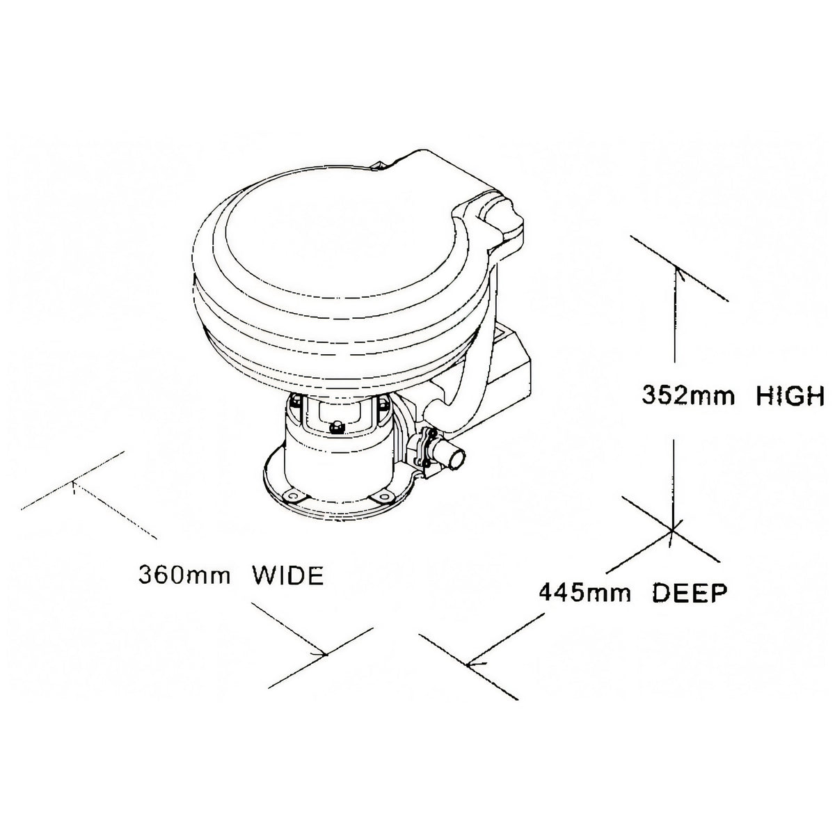 WC elettrico TMC 24V, pannello elettrico e interruttore