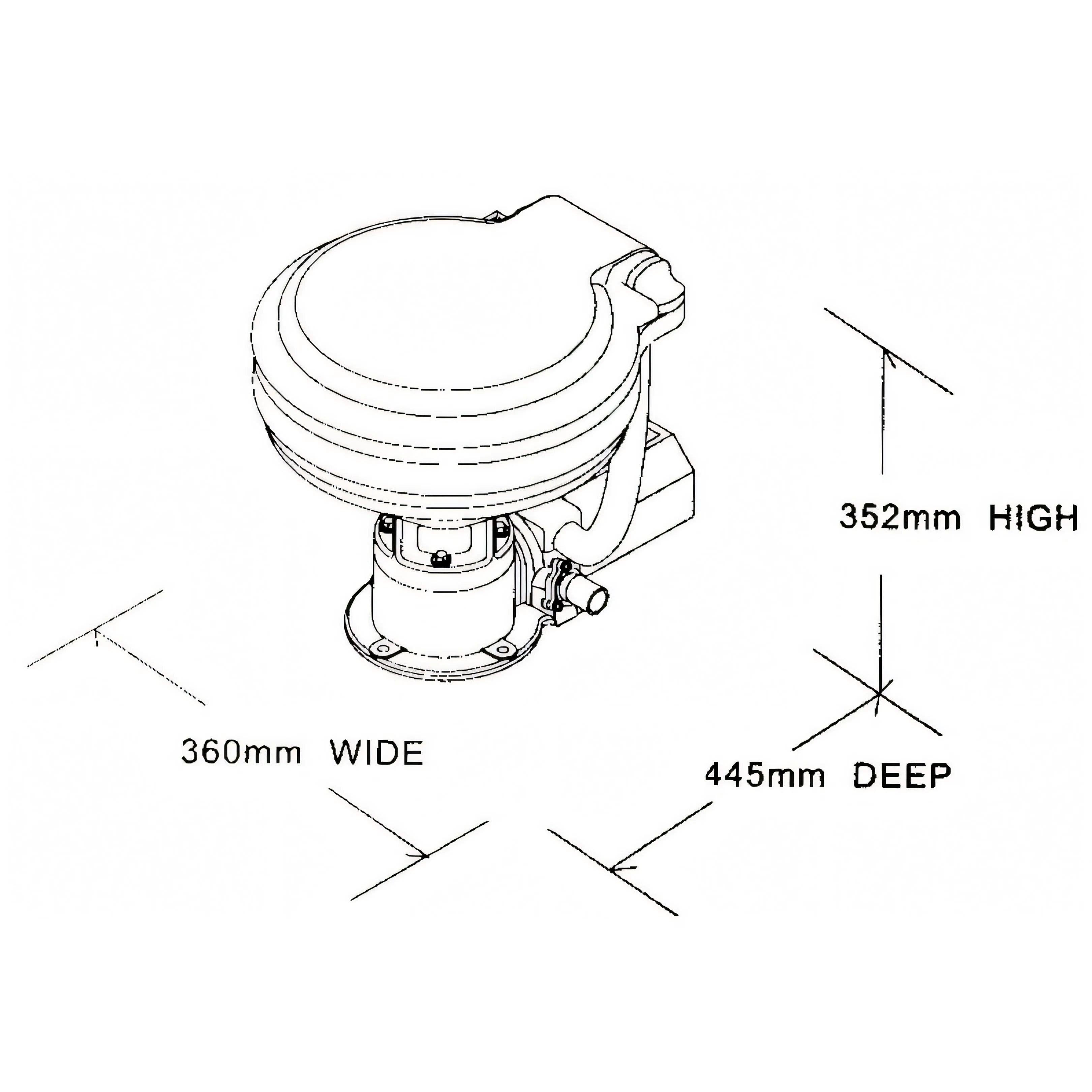 WC elettrico TMC 24V, pannello elettrico e interruttore