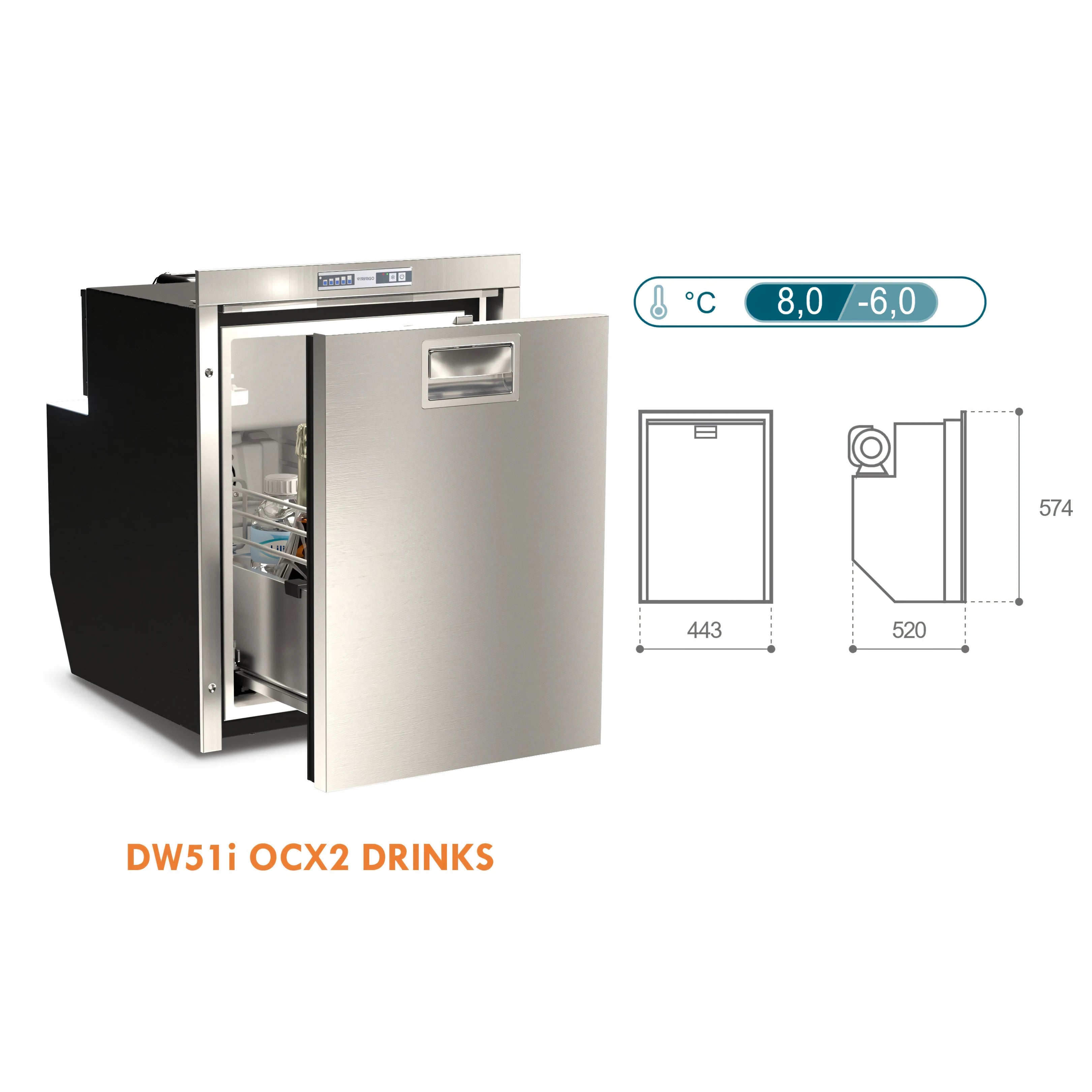 Frigo Vitrifrigo DW Drinks, cassetto aperto con bottiglie