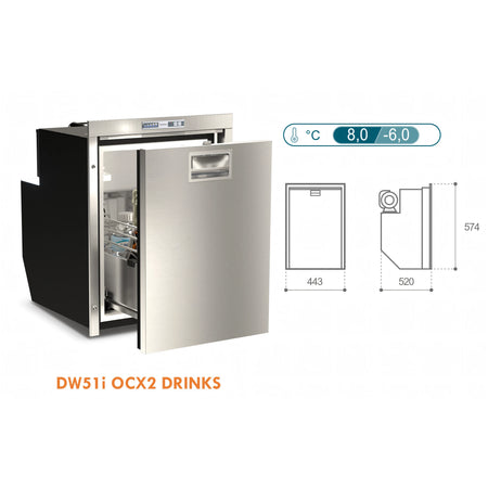 Frigo Vitrifrigo DW Drinks, cassetto aperto con bottiglie