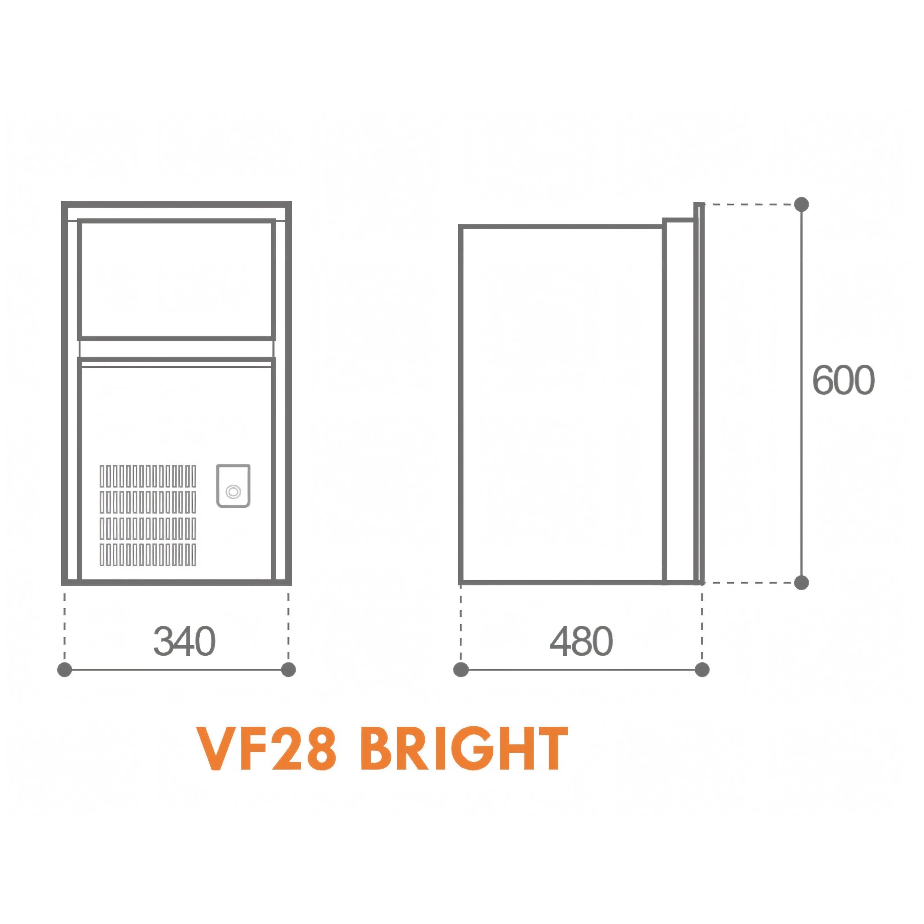 Ice Maker VF28, deposito ghiaccio aperto