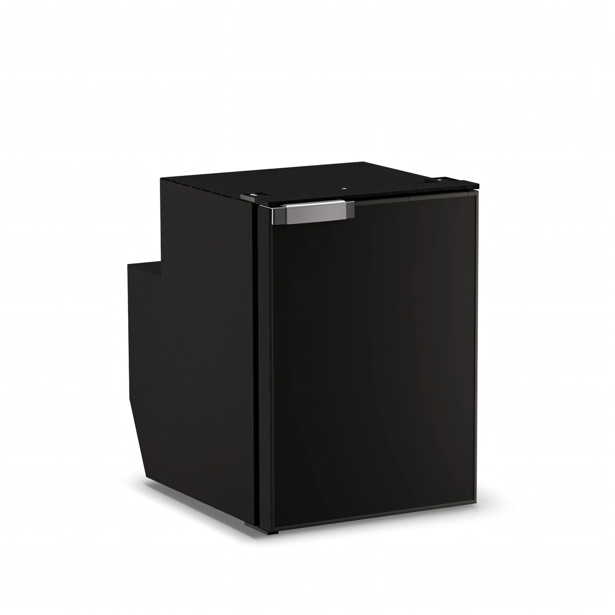 Frigorifero Vitrifrigo C60i Chromelock nero con maniglia cromata, vista di tre quarti