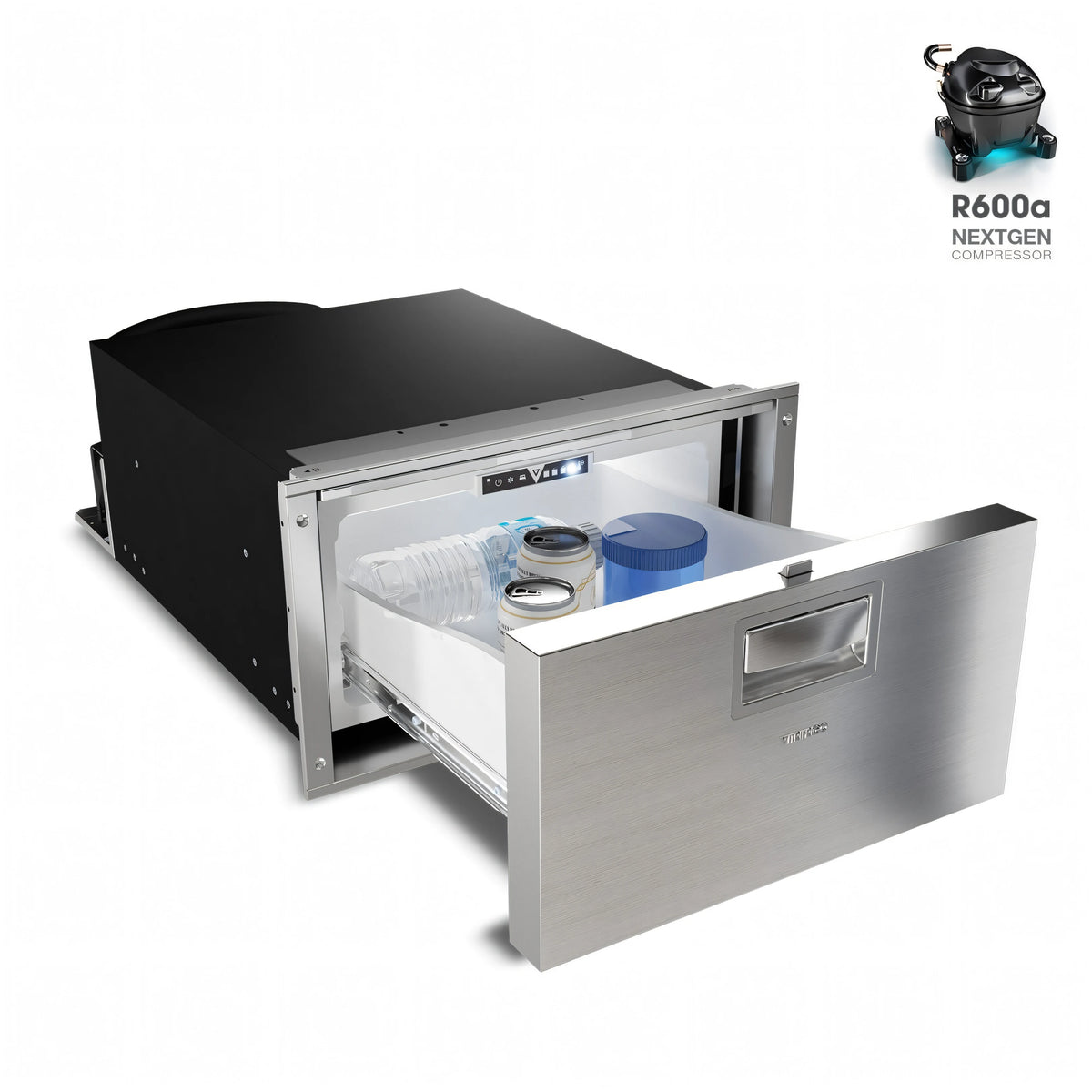 Frigo compatto Vitrifrigo, cassetto aperto