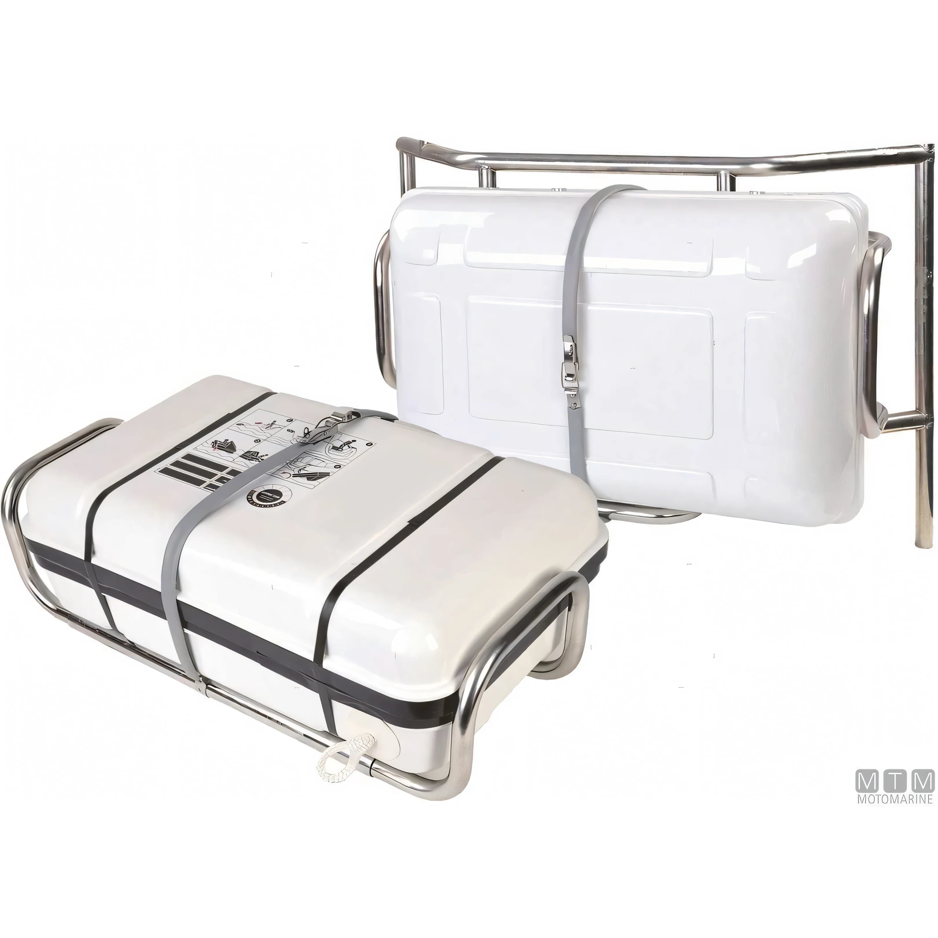 Motomarine sella regolabile in acciaio inox per zattere di salvataggio — 520x750xH200 mm