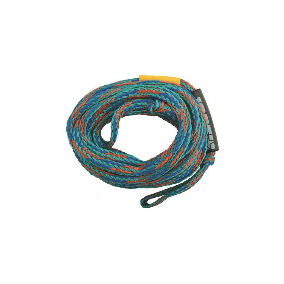 Corda traino skitube intrecciata verde blu arancione arrotolata con gancio nero e marcatore giallo | Onautica