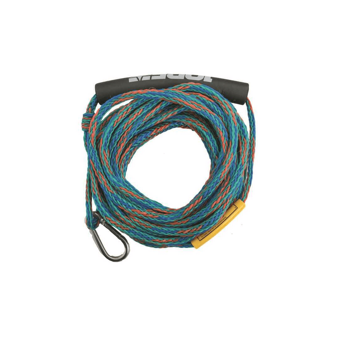 Corda traino Jobe per skitube multicolore blu arancio verde, maniglia nera e moschettone metallico | Onautica