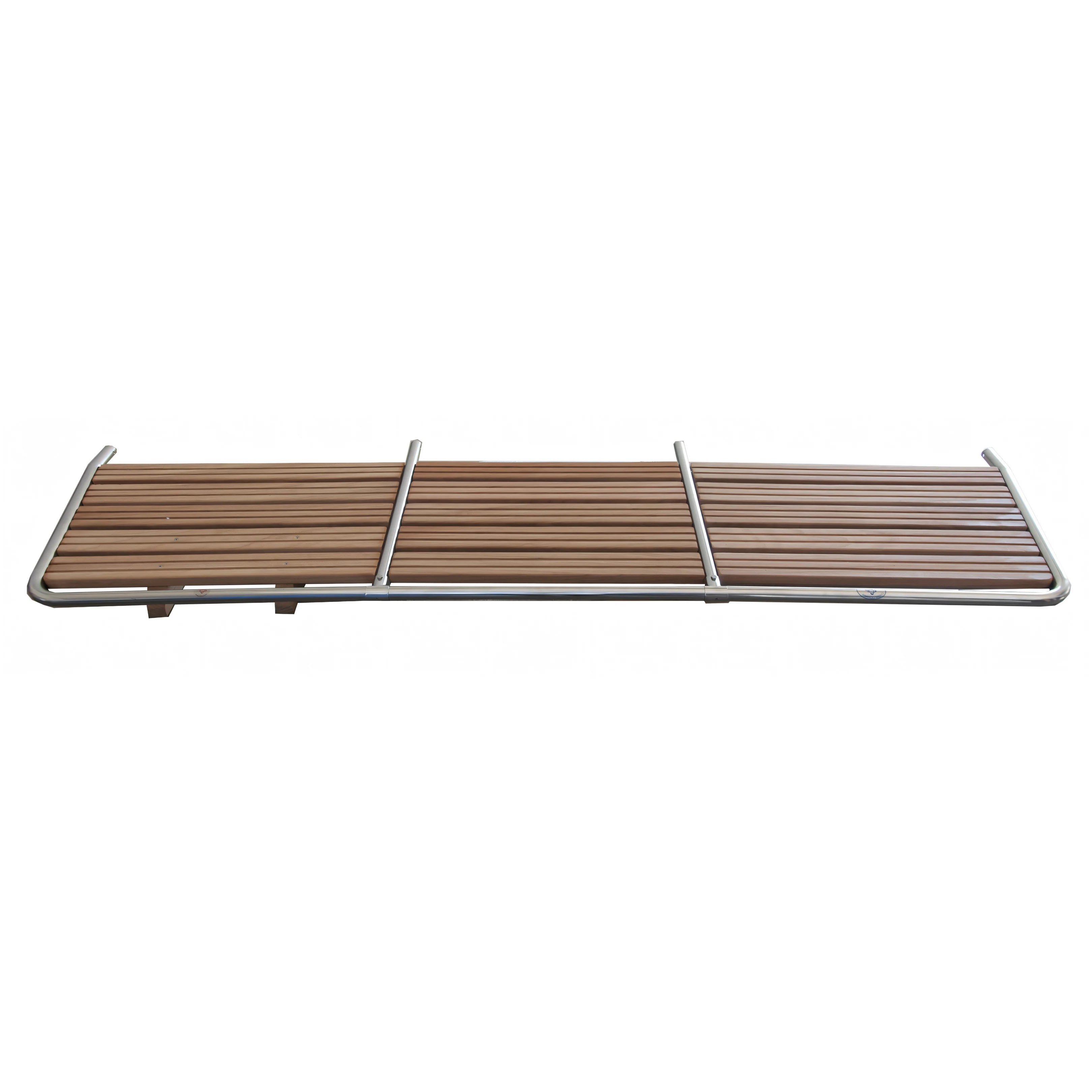 Plancette di poppa FNI in acciaio inox Ø 25 mm con piano in legno marino