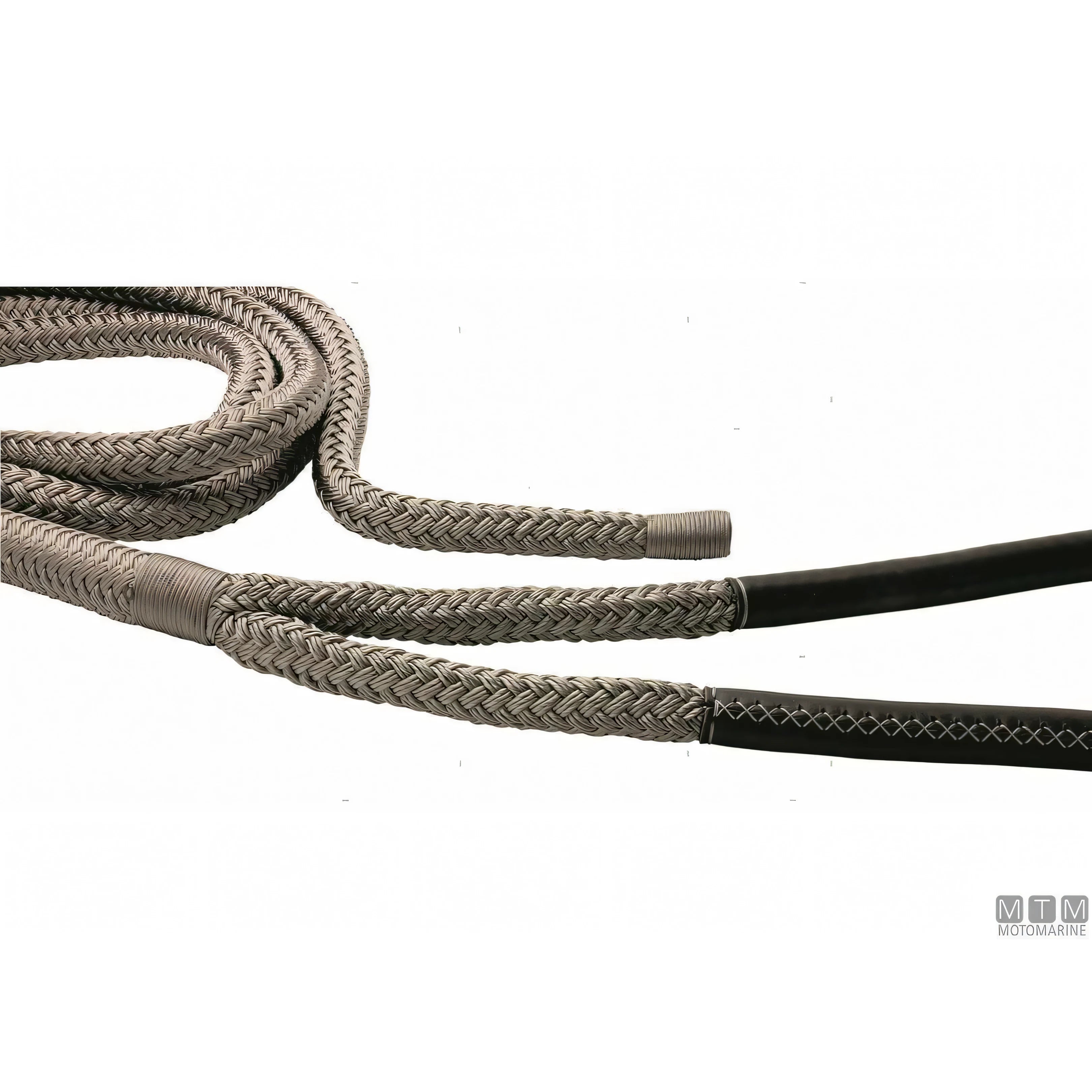 Motomarine Treccia Ormeggio Poliestere HT gassa rinforzata — Grigia · Gassa cuoio nero · 16 m