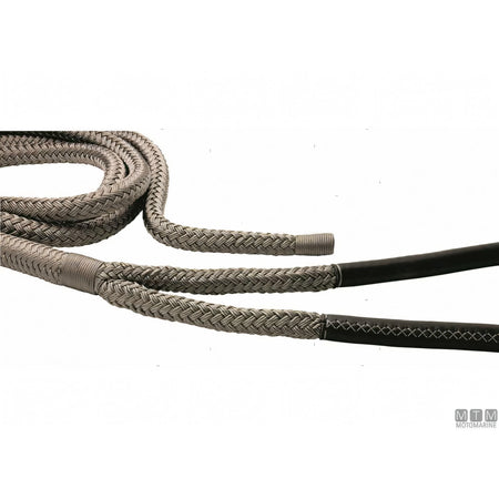 Motomarine Treccia Ormeggio Poliestere HT gassa rinforzata — Grigia · Gassa cuoio nero · 20 m