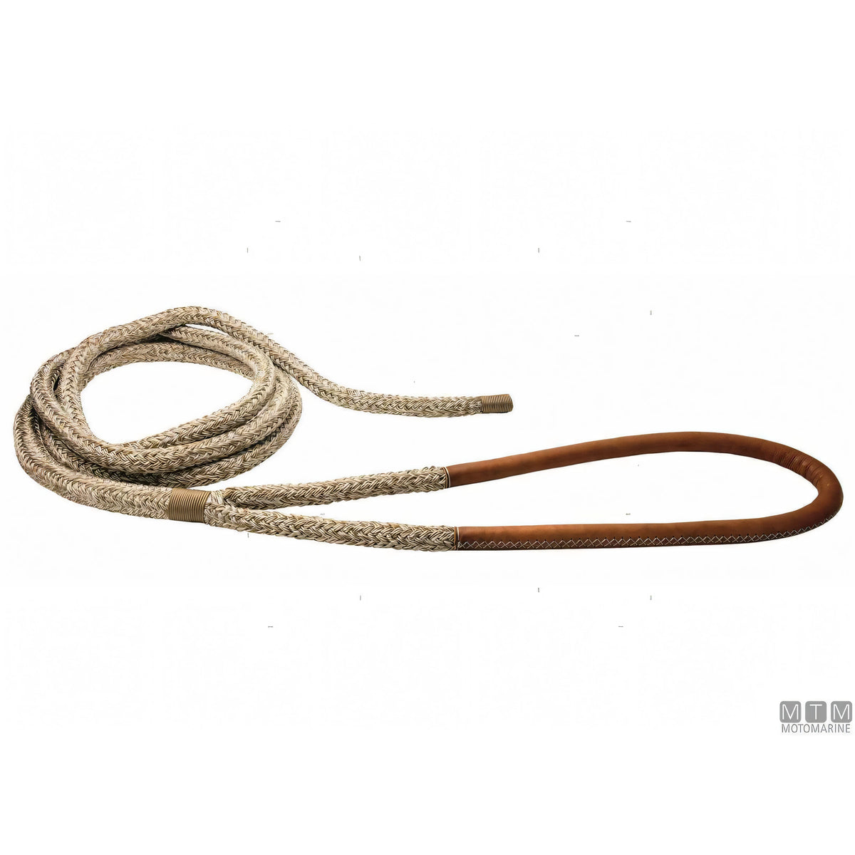 Motomarine treccia ormeggio in poliestere alta tenacità con gassa — Classica · Gassa cuoio marrone · 16 m