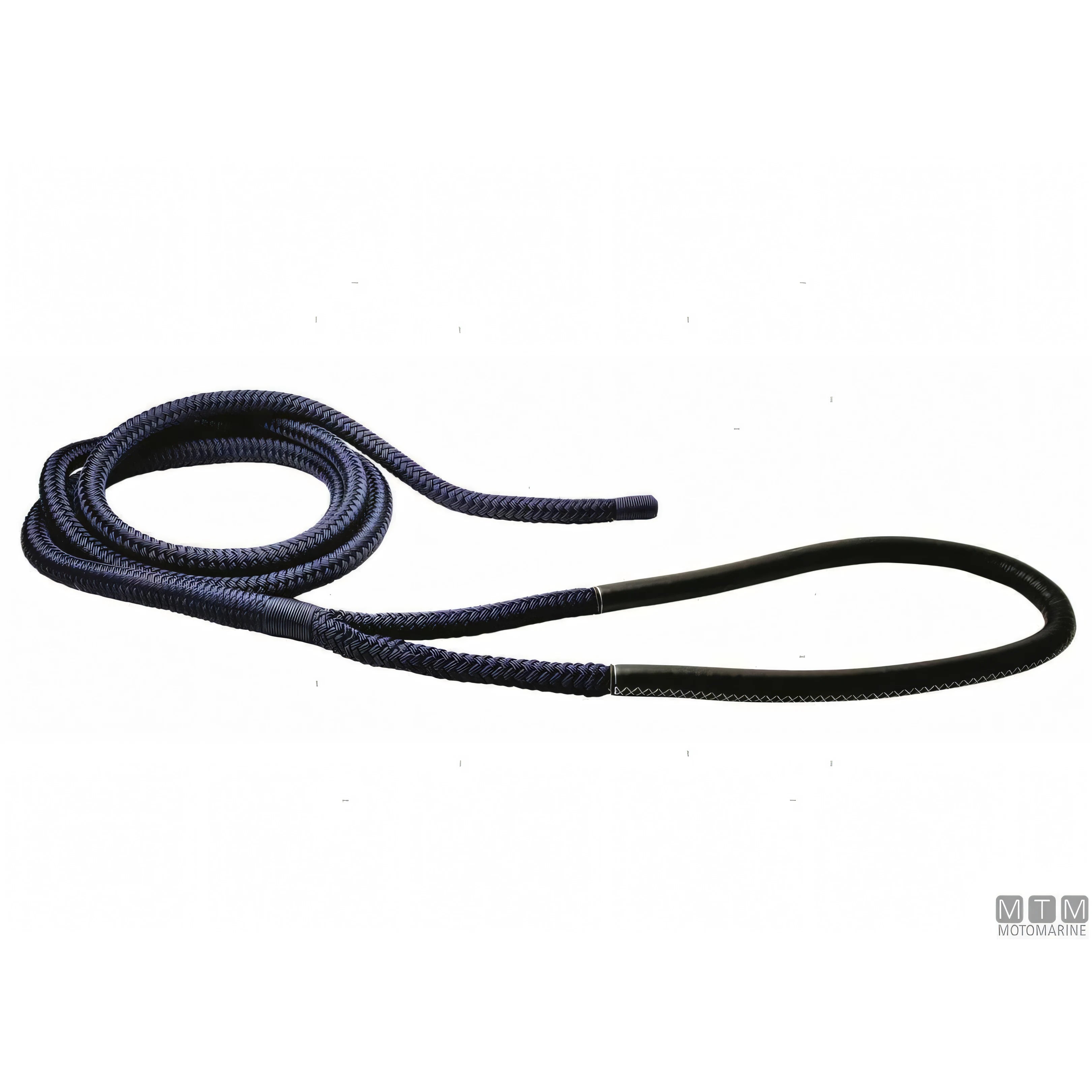 Motomarine treccia da ormeggio in poliestere HT con gassa rinforzata — Blue Navy · Gassa cuoio nero · 20 m