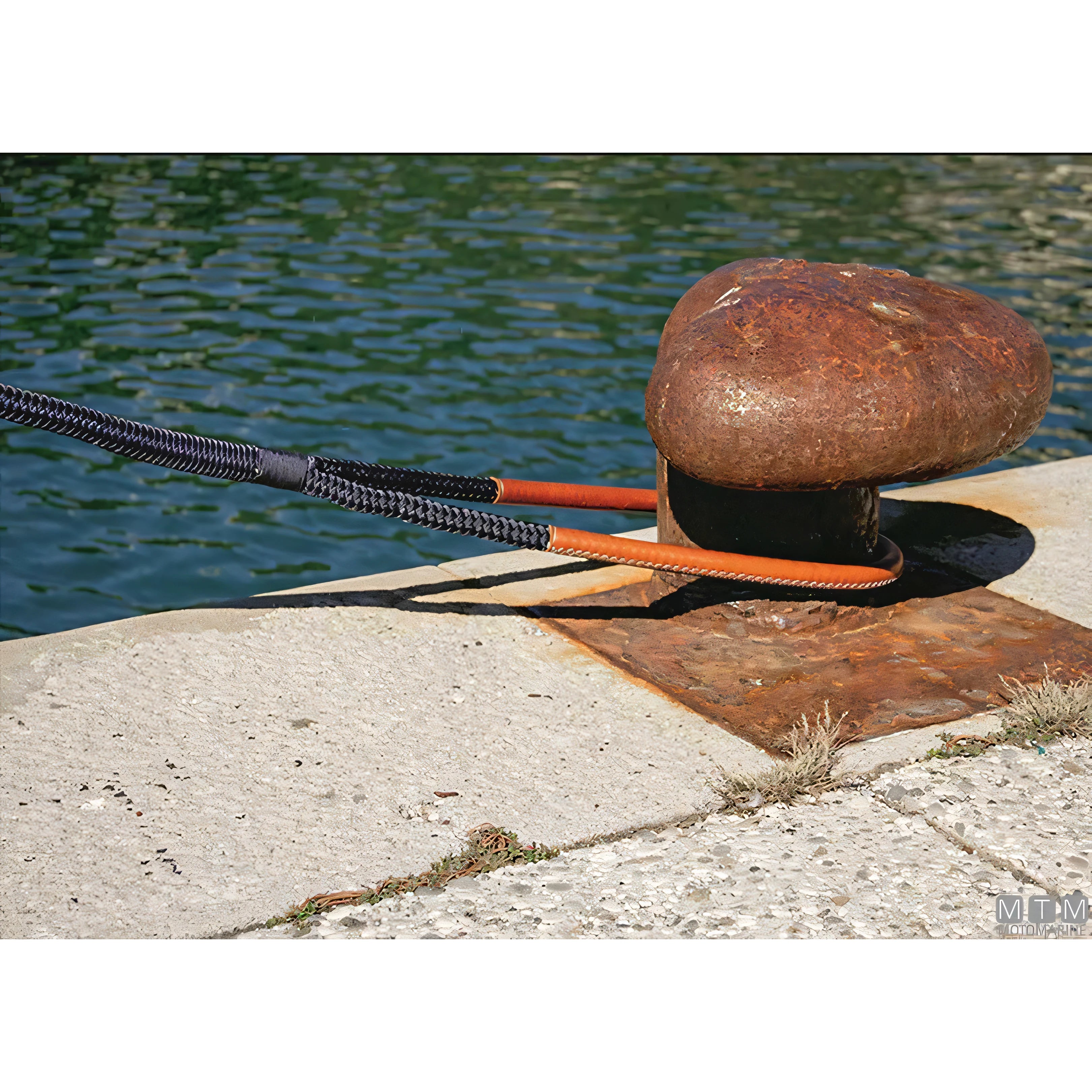 Motomarine treccia ormeggio in poliestere alta tenacità con gassa — Blue Navy · Gassa cuoio marrone · 20 m