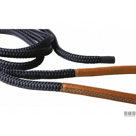 Motomarine Treccia Ormeggio Poliestere HT gassa rinforzata — Blue Navy · Gassa cuoio marrone · 16 m