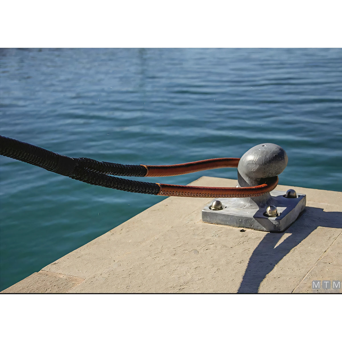 Motomarine Treccia Ormeggio Poliestere HT gassa rinforzata — Blue Navy · Gassa cuoio marrone · 16 m