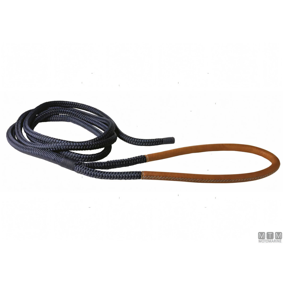 Motomarine Treccia Ormeggio Poliestere HT gassa rinforzata — Blue Navy · Gassa cuoio marrone · 20 m