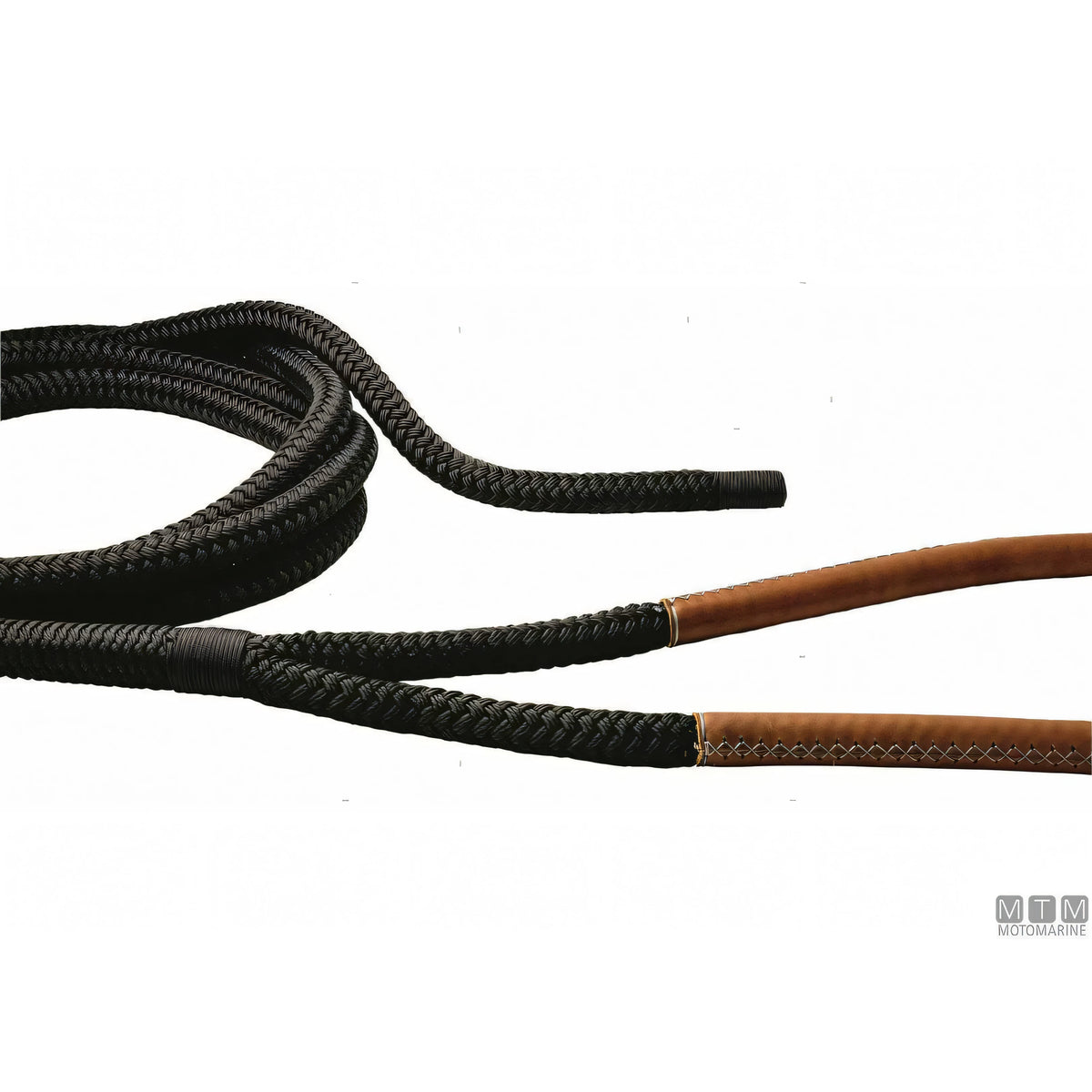 Motomarine Treccia Ormeggio Poliestere HT gassa rinforzata — Nera · Gassa cuoio marrone · 20 m