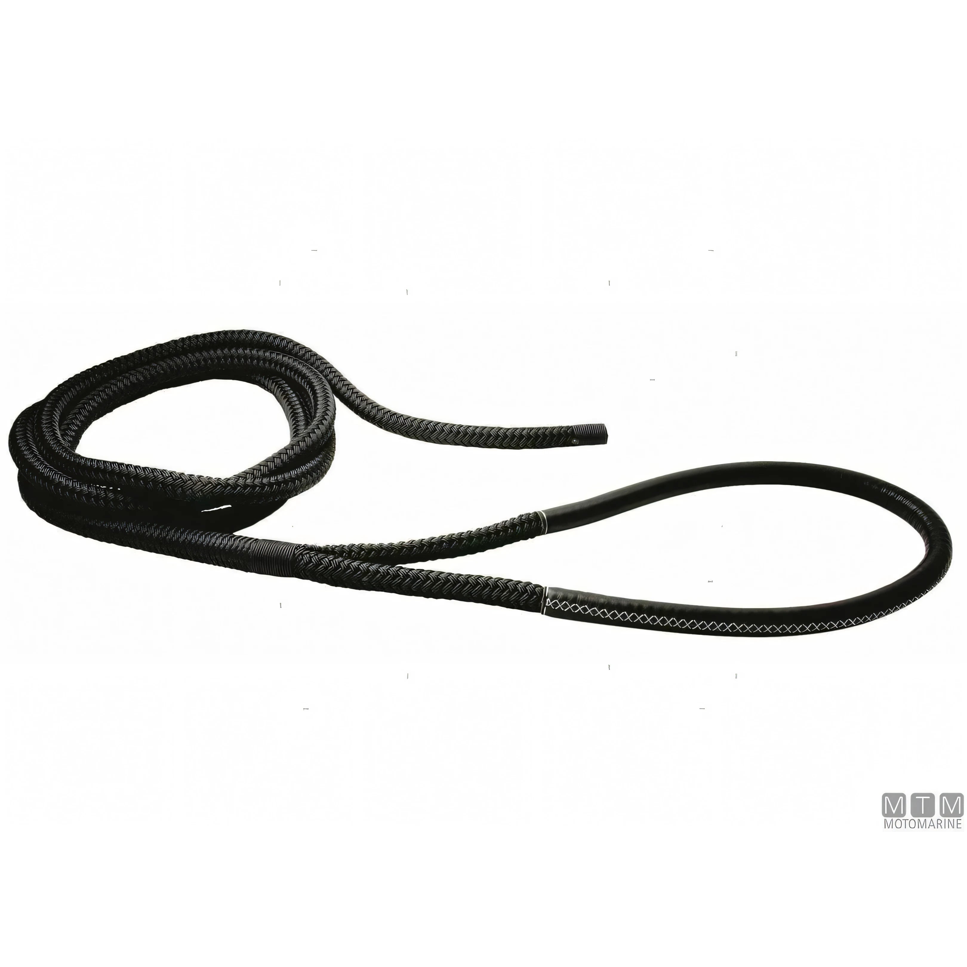 Motomarine Treccia Ormeggio Poliestere HT Ø36mm — Nera · Gassa cuoio nero · 20 m