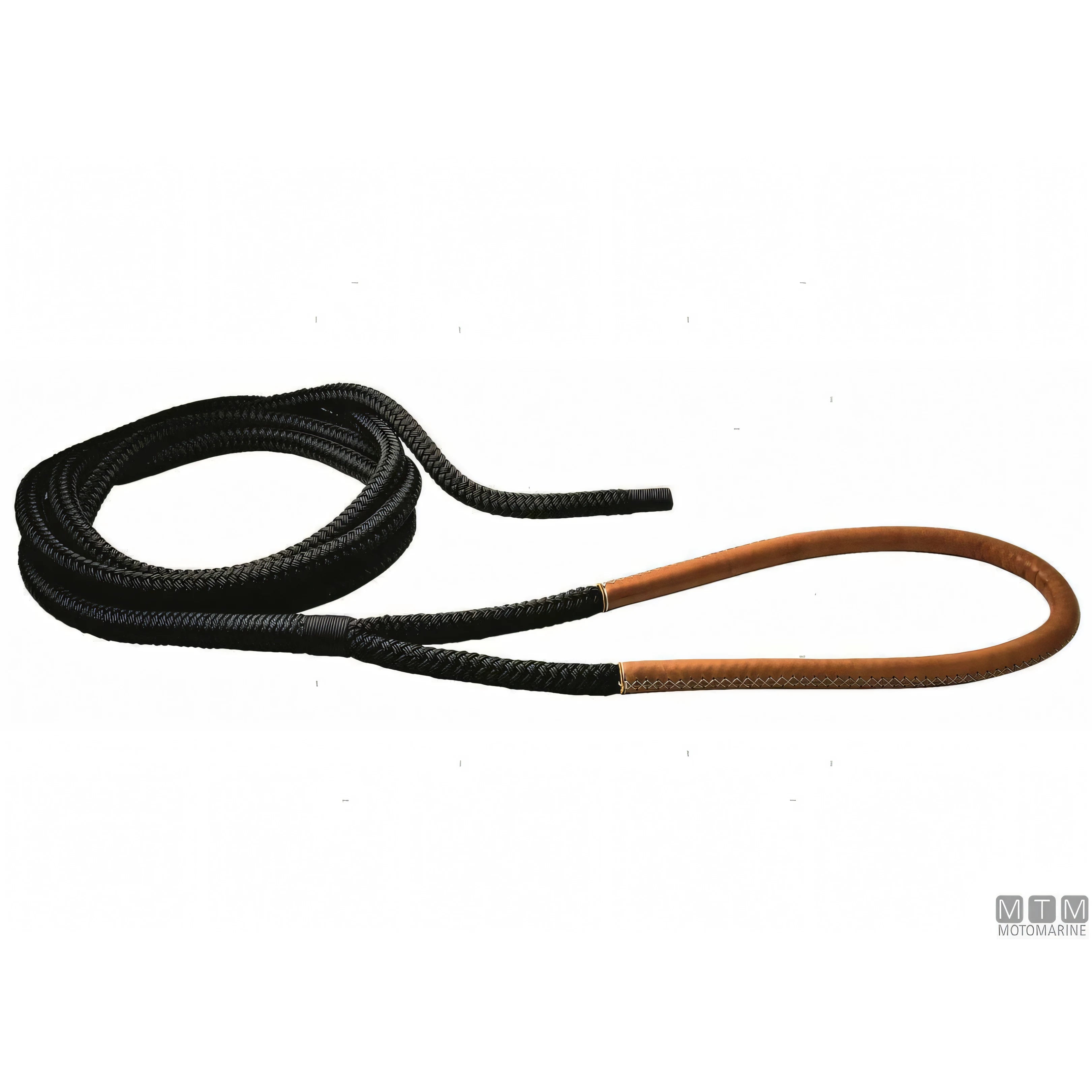 Motomarine Treccia Ormeggio Poliestere HT Ø36mm — Nera · Gassa cuoio marrone · 20 m