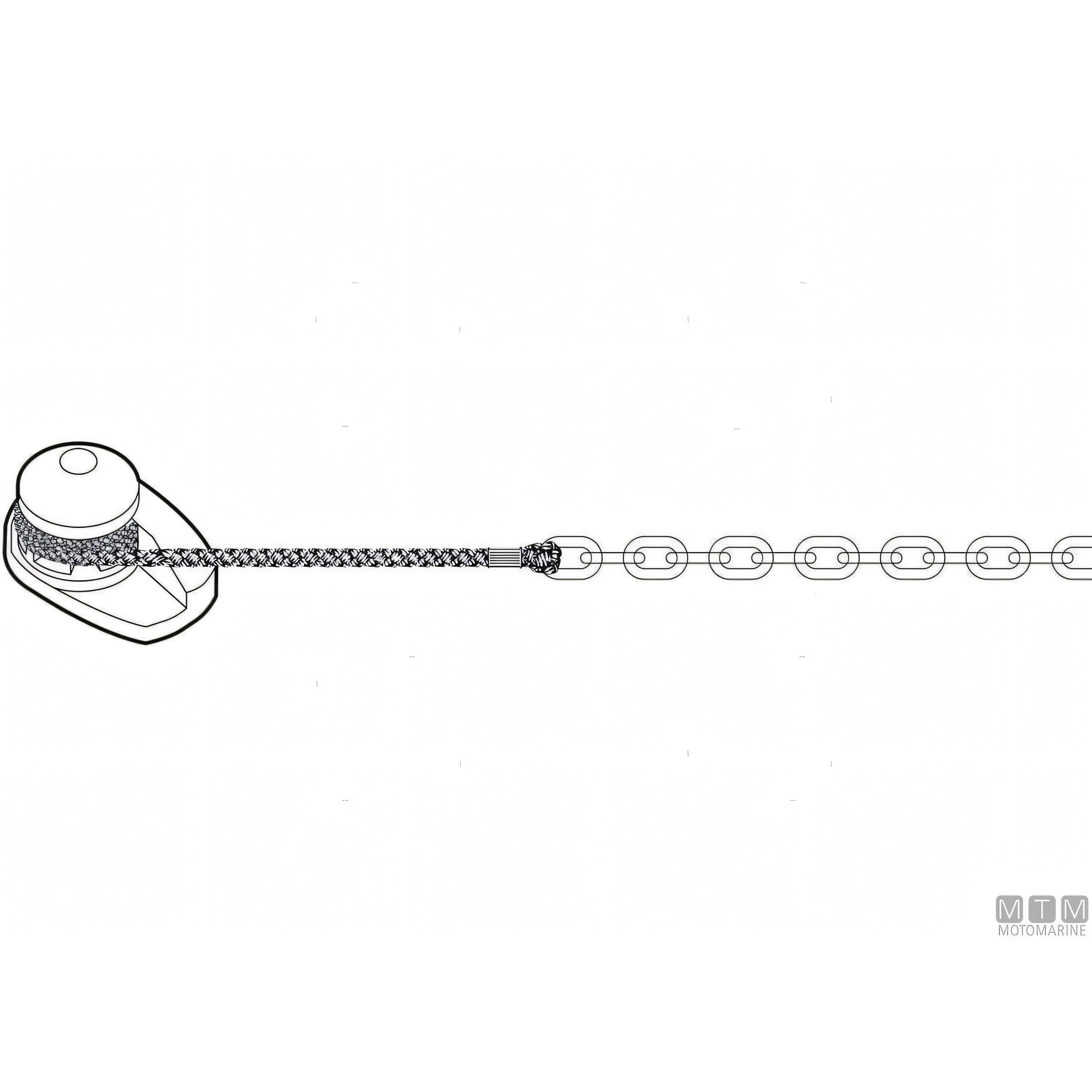 Motomarine treccia con catena zincata DIN766 per salpa ancora — Ø12,6mm 40m + Ø6mm 10m