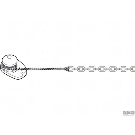 Motomarine treccia con catena zincata DIN766 per salpa ancora — Ø12,6mm 40m + Ø6mm 10m