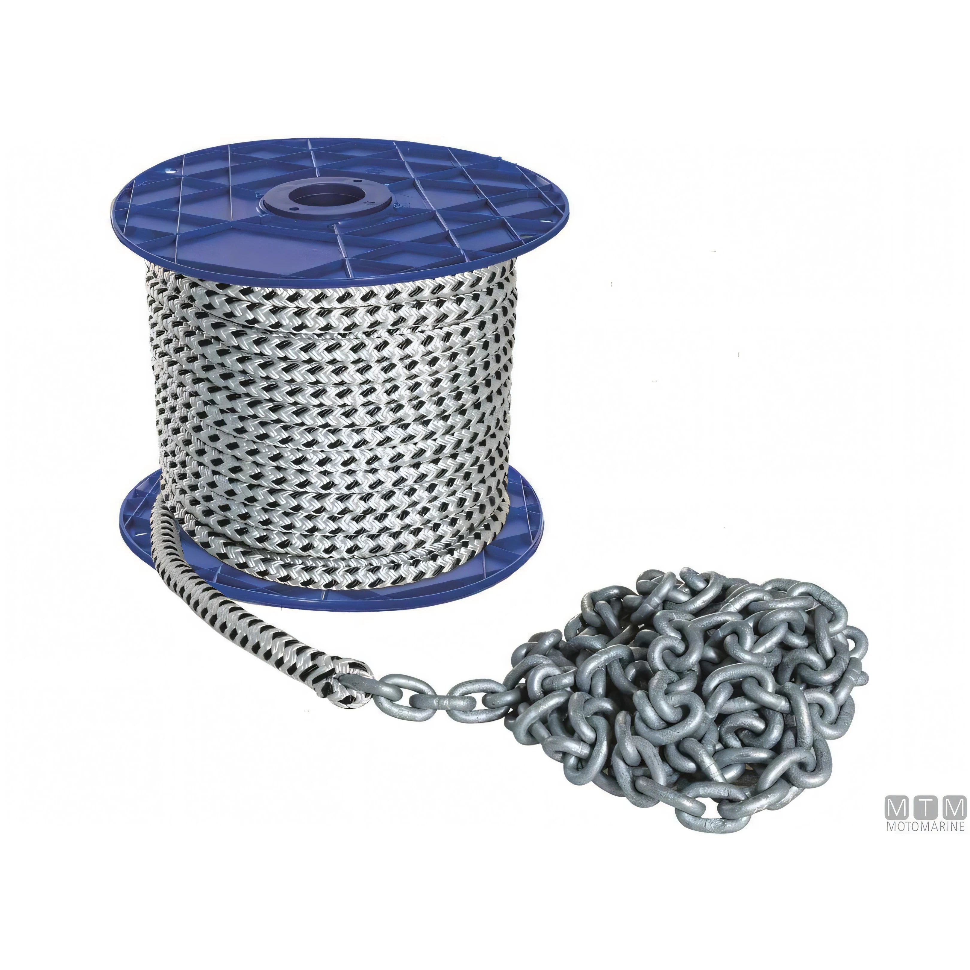 Motomarine treccia con catena zincata DIN766 per salpa ancora — Ø12,6mm 40m + Ø6mm 10m