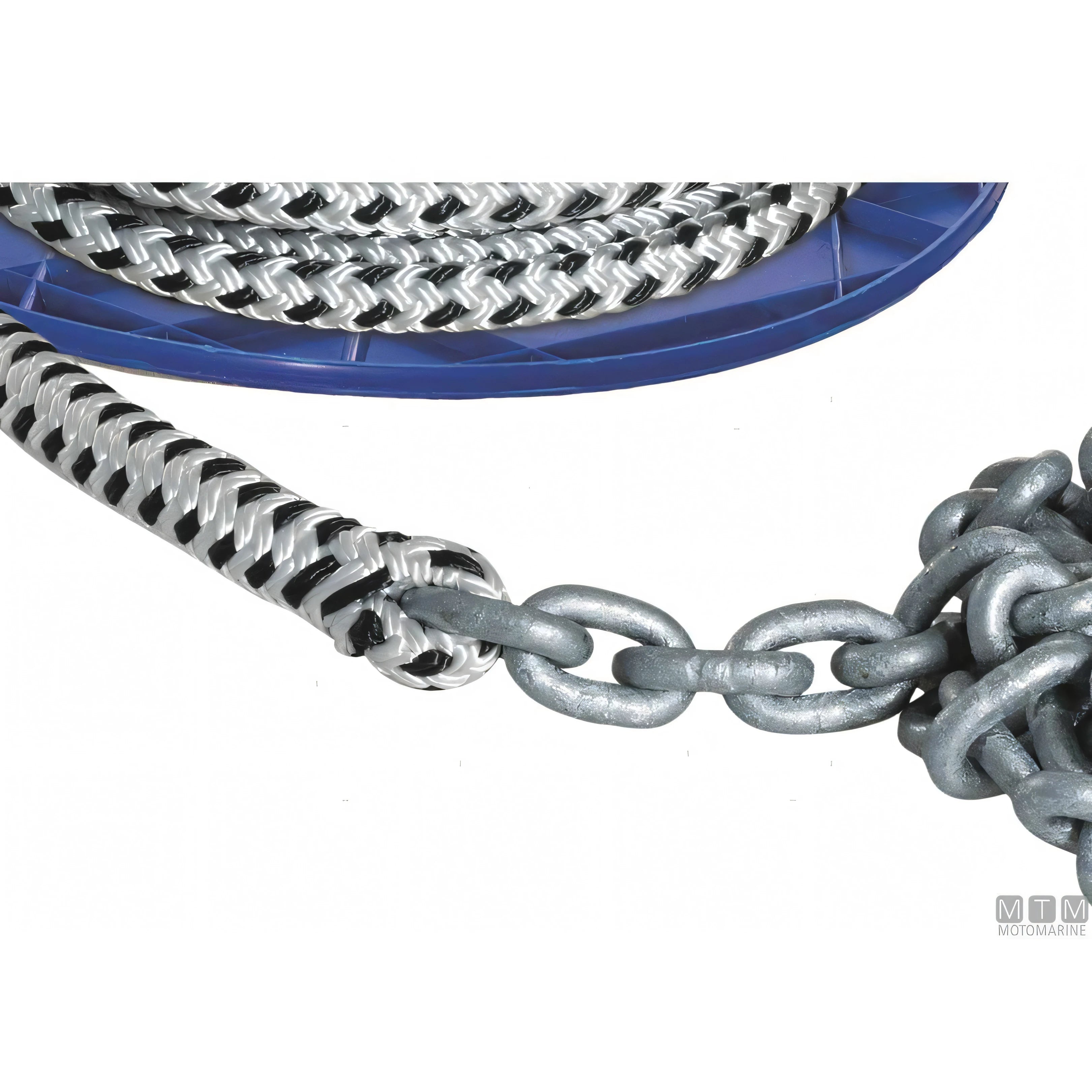 Motomarine treccia con catena zincata DIN766 per salpa ancora — Ø12,6mm 40m + Ø6mm 10m