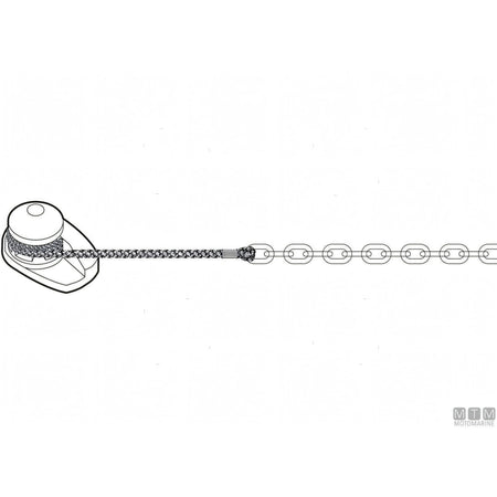 Motomarine treccia con catena inox DIN766 acciaio AISI 316 — Ø12,6mm 40m + Ø6mm 10m