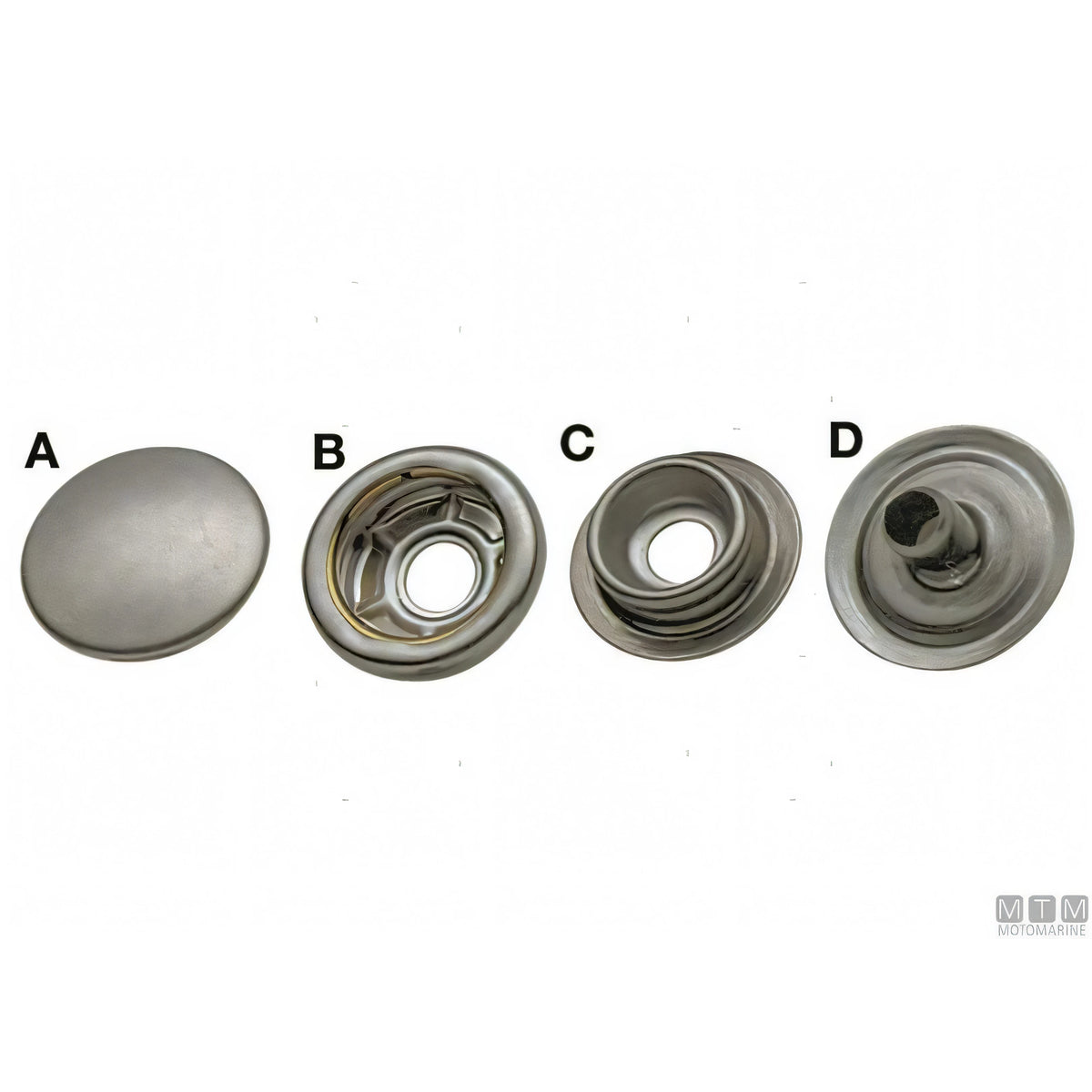 Bottone a pressione in acciaio inox Ø 15 mm