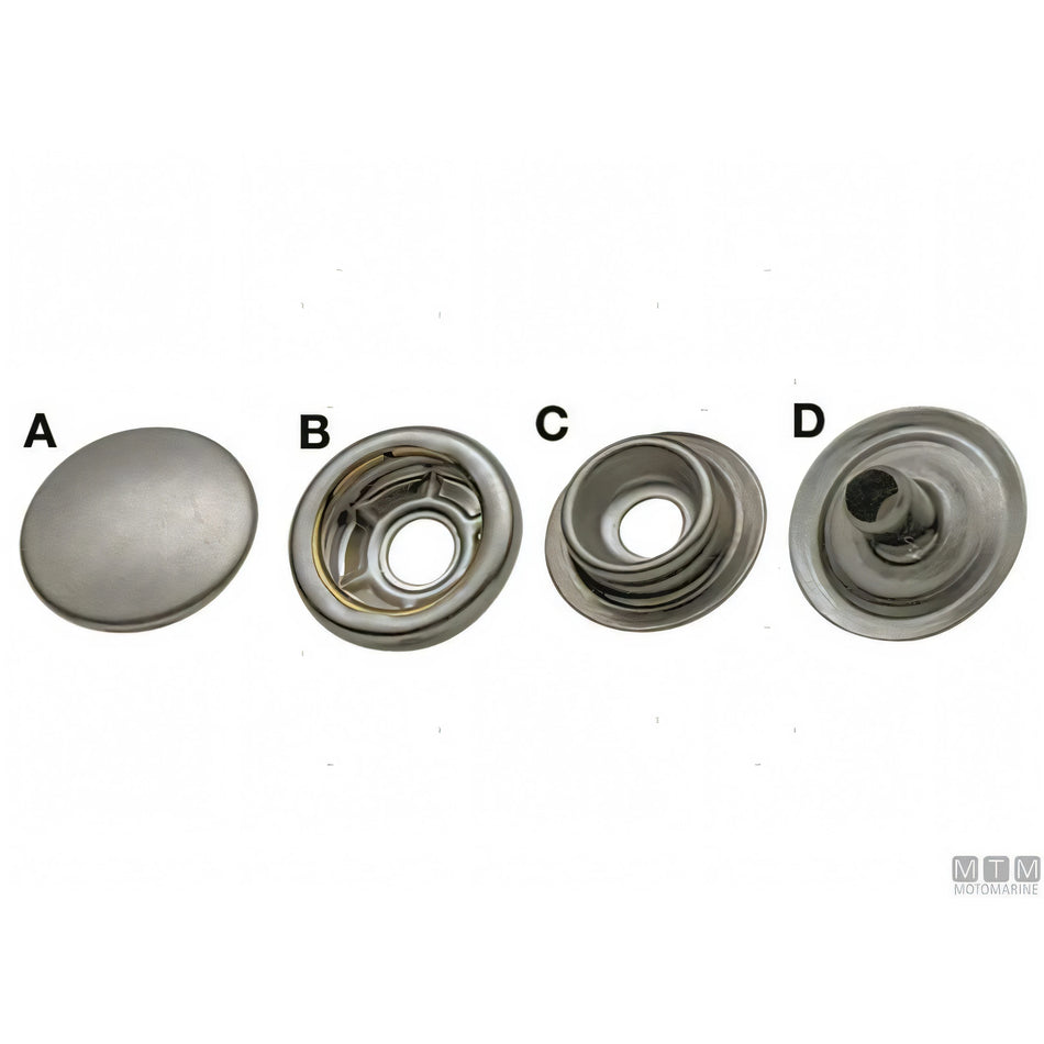 Bottone a pressione in acciaio inox Ø 15 mm