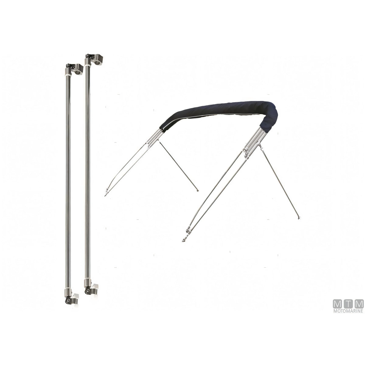 Tessilmare capottina tendalino 3 archi acciaio inox blu — W 170 cm