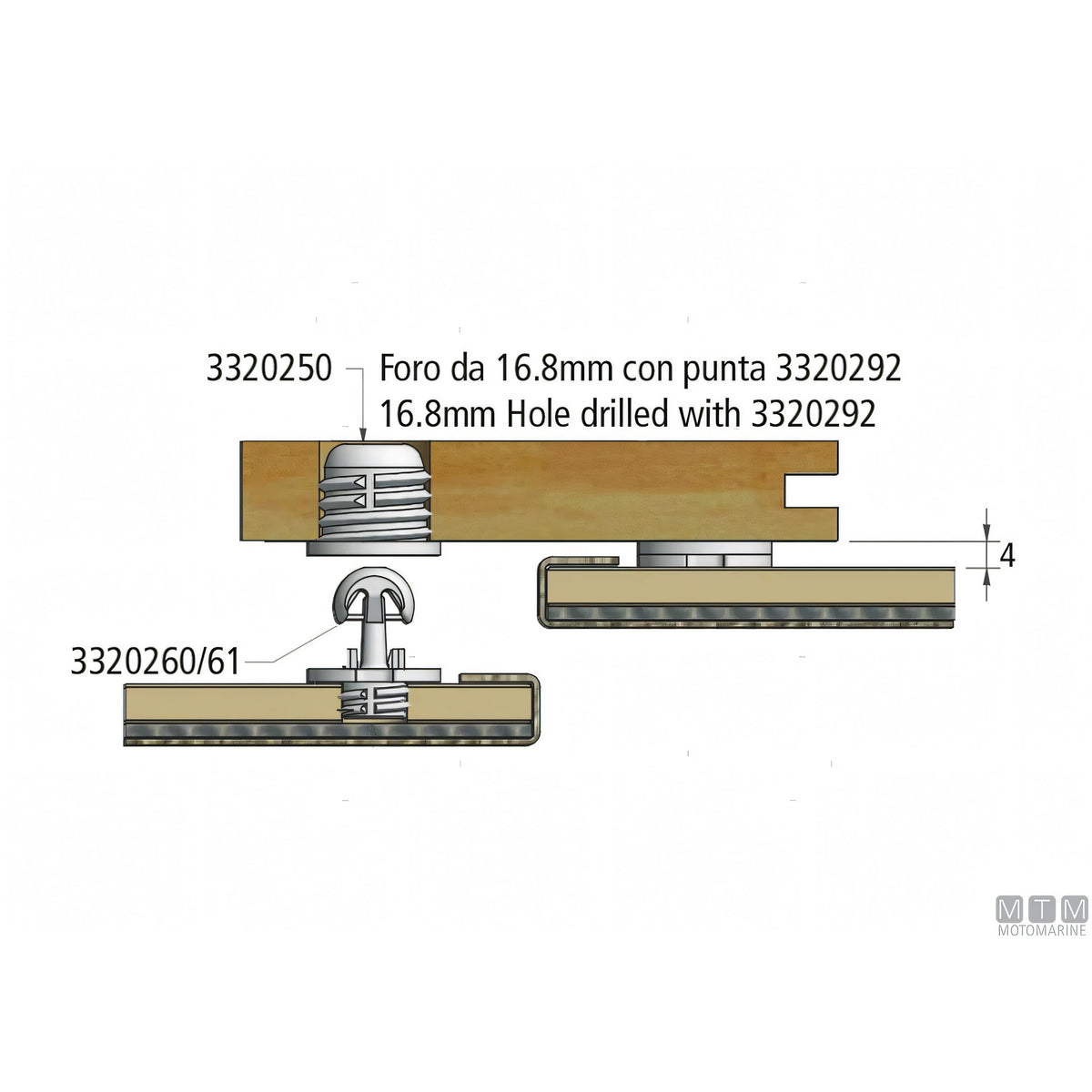 Fastmount componente sistema fissaggio pannelli STD — Maschio autofilettante 10 Kg