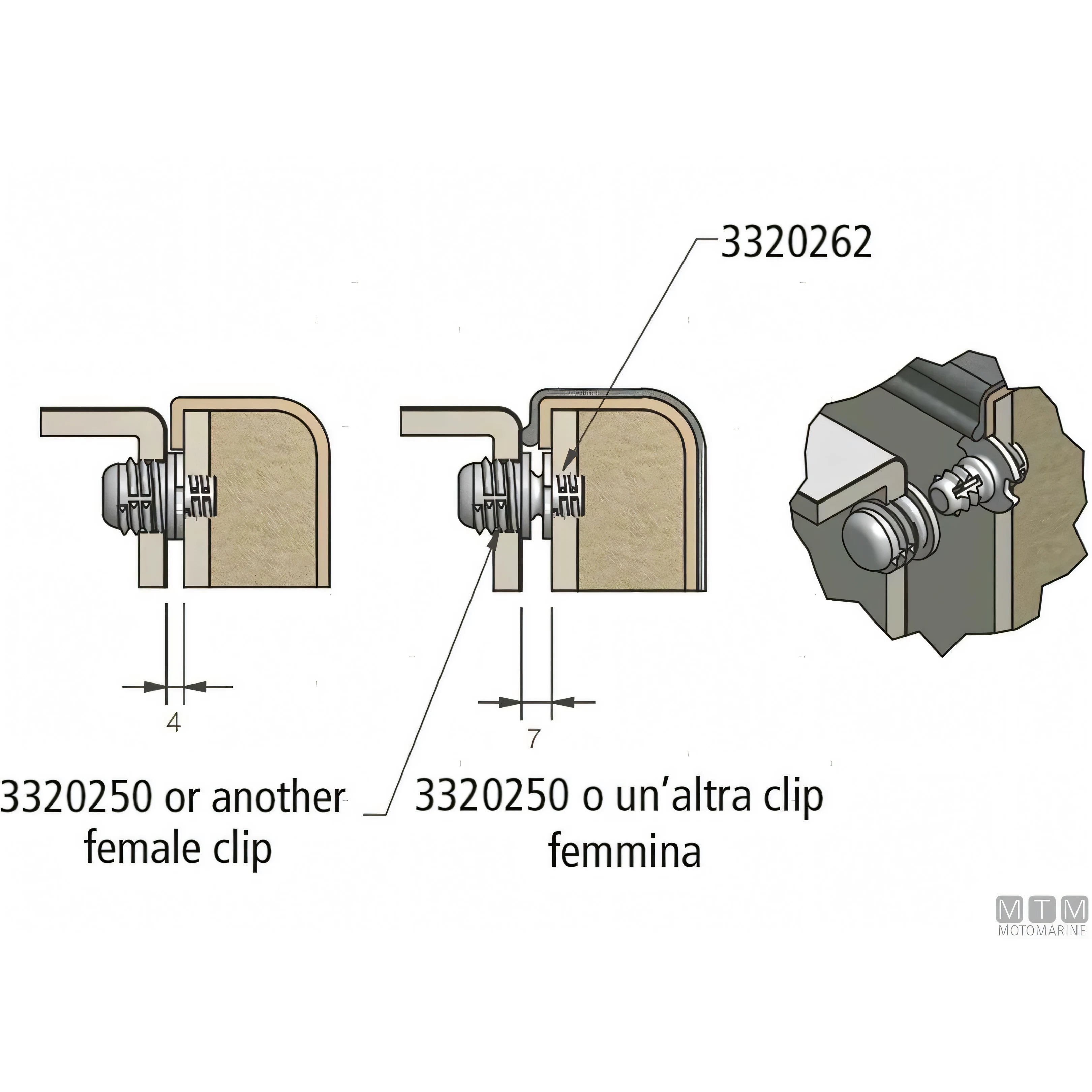 Fastmount componente sistema fissaggio pannelli STD — Maschio profondità variabile 5 Kg