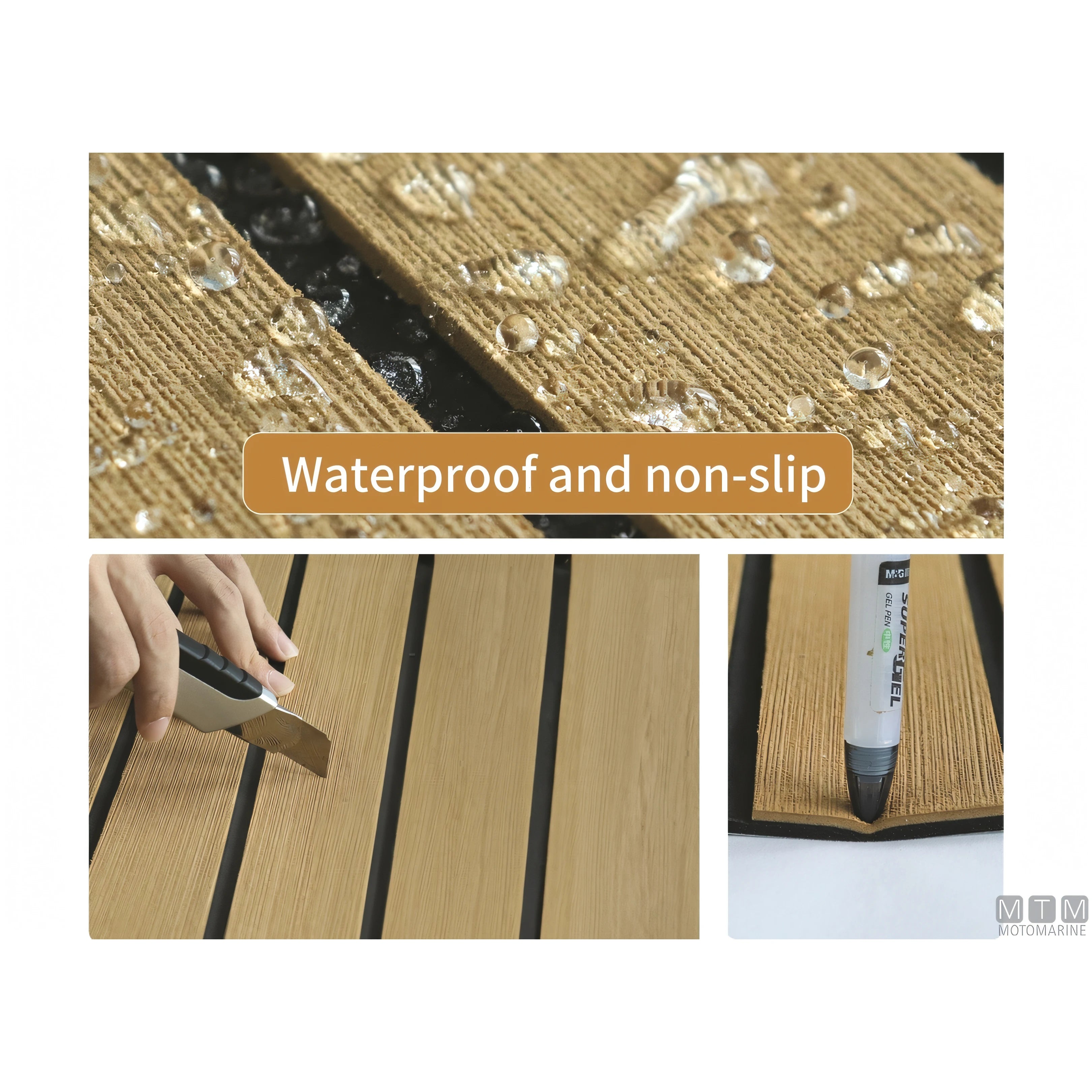 Motomarine rivestimento EVA Deck per pavimentazione nautica — Fresato Teak - Senza adesivo