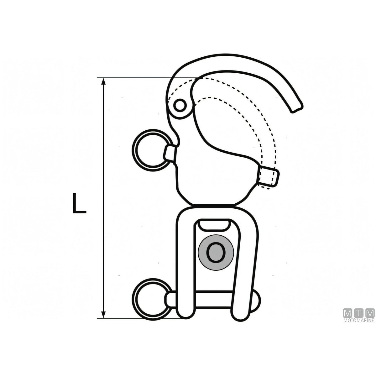 Moschettone Wichard sgancio rapido grillo girevole inox — 70 mm