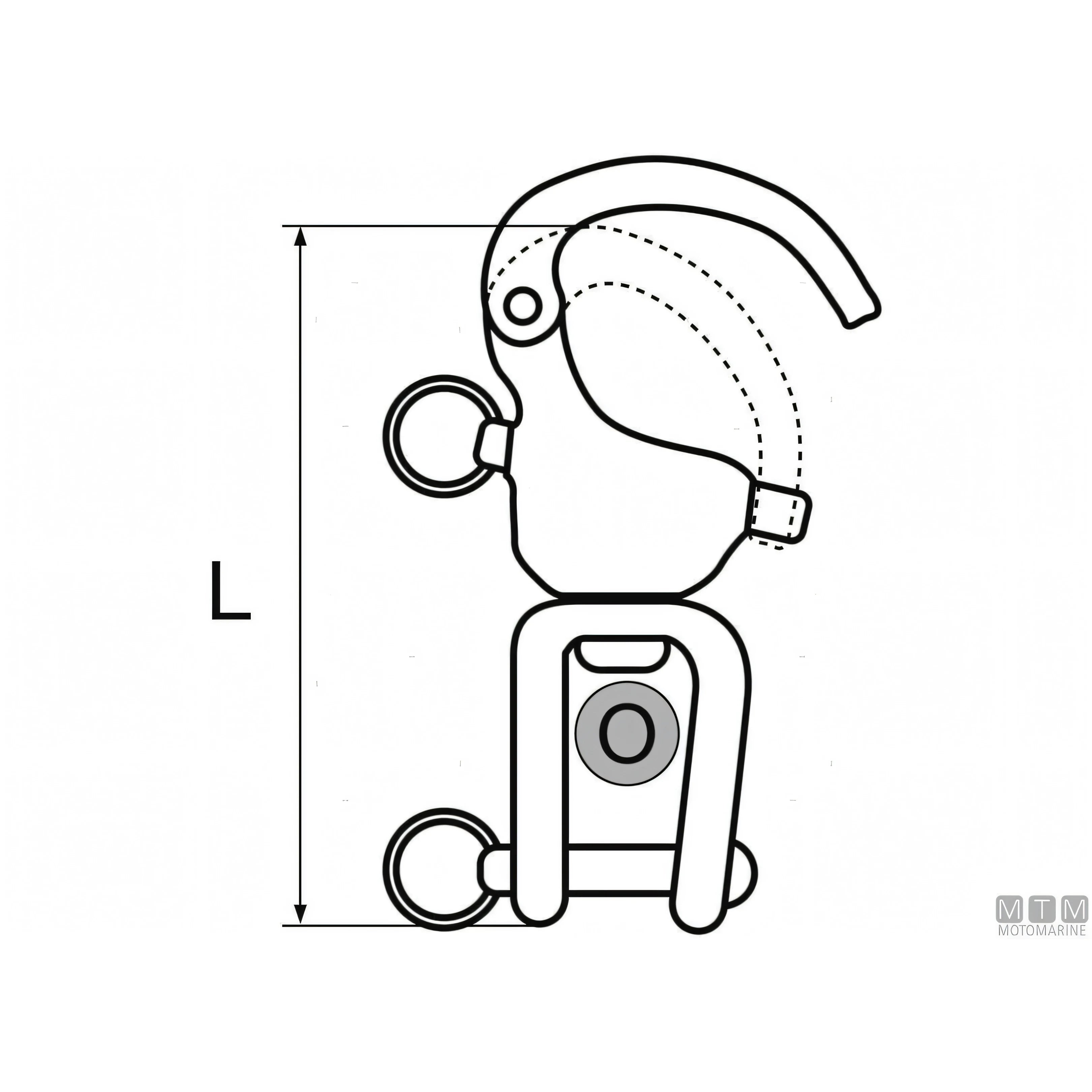 Moschettone Wichard sgancio rapido grillo girevole inox — 70 mm