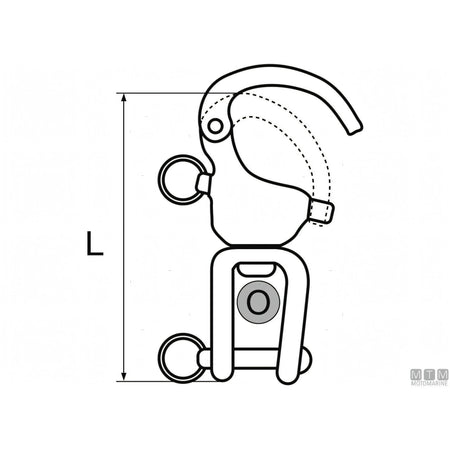 Moschettone Wichard sgancio rapido grillo girevole inox — 70 mm